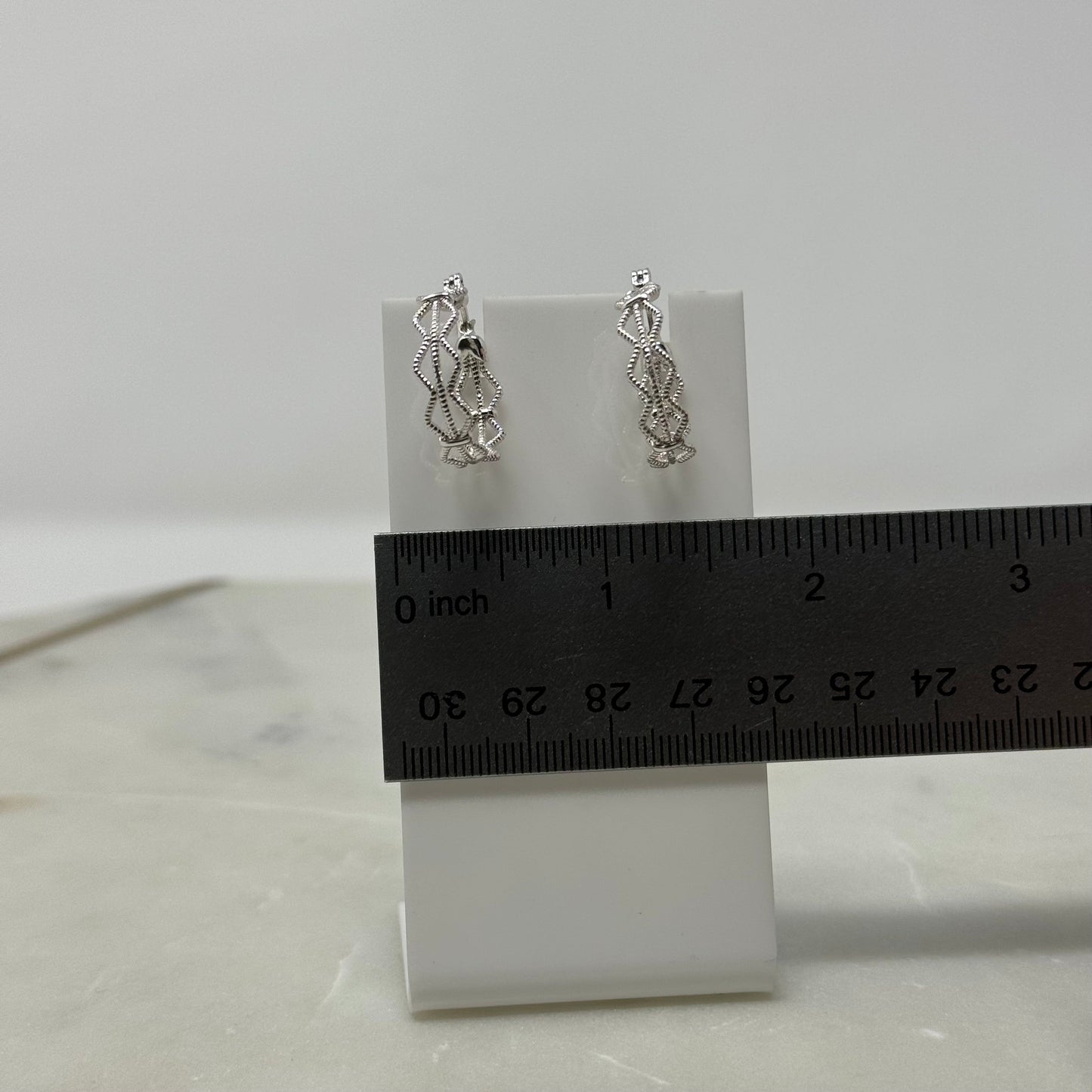 New Shiela Rose Silver Sparkle Hoop Stud Earrings