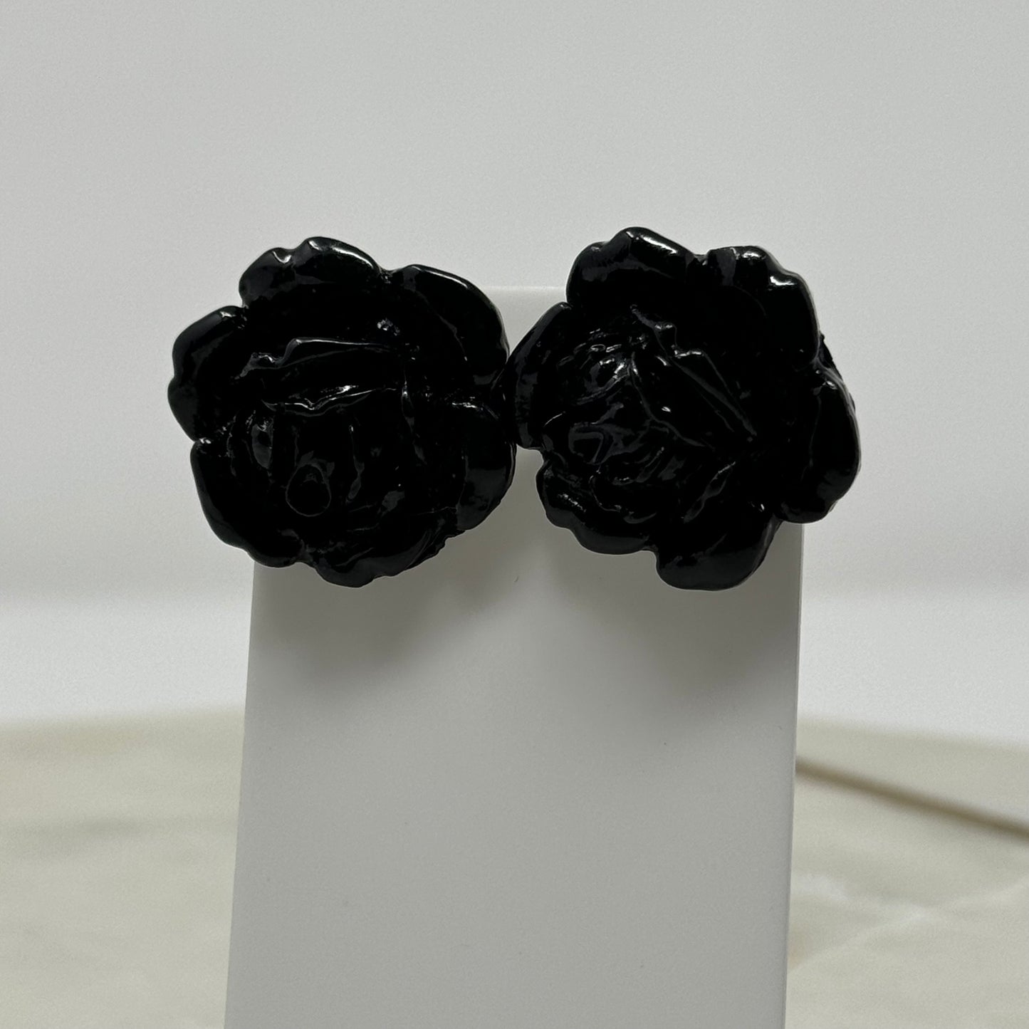 Vintage Black Rose Post Earrings