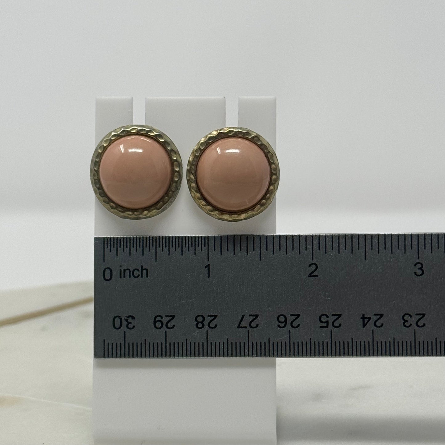 Vintage 1990’s Round Blush & Gold Post Earrings