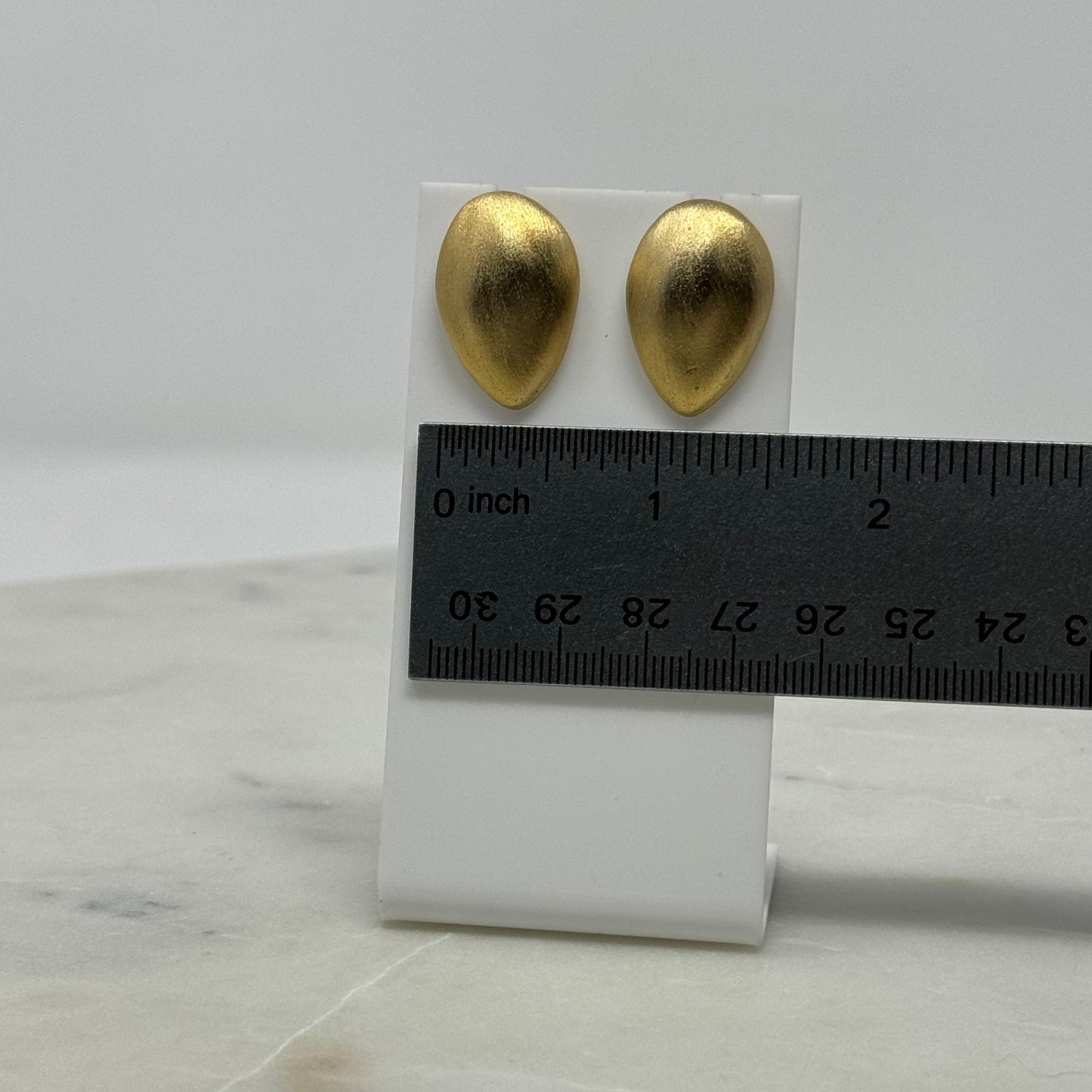Vintage Almond Textured Gold Post Earrings