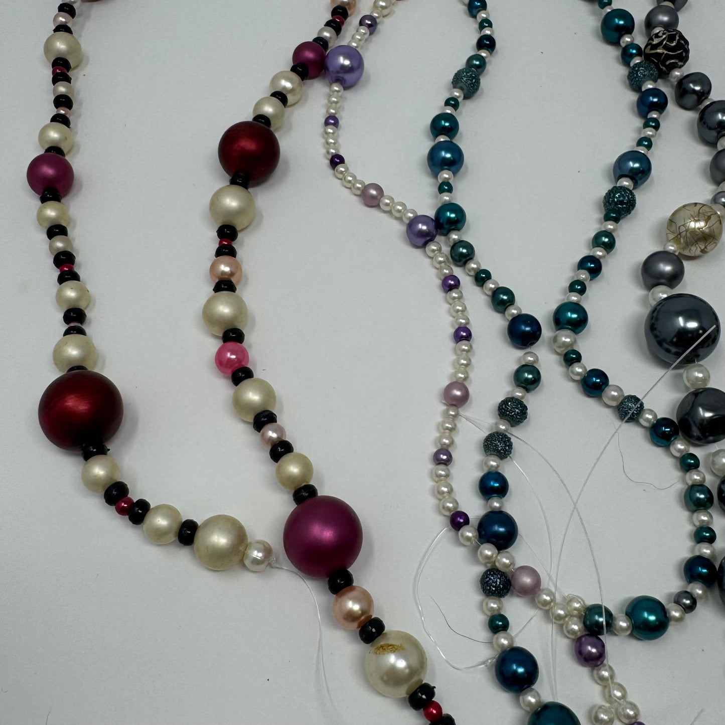 Reclaimed Assorted Pearl & Metallic Beads Vibrant Teal, Purple, and Ivory String Beads Jewelry Making & Craft Supplies