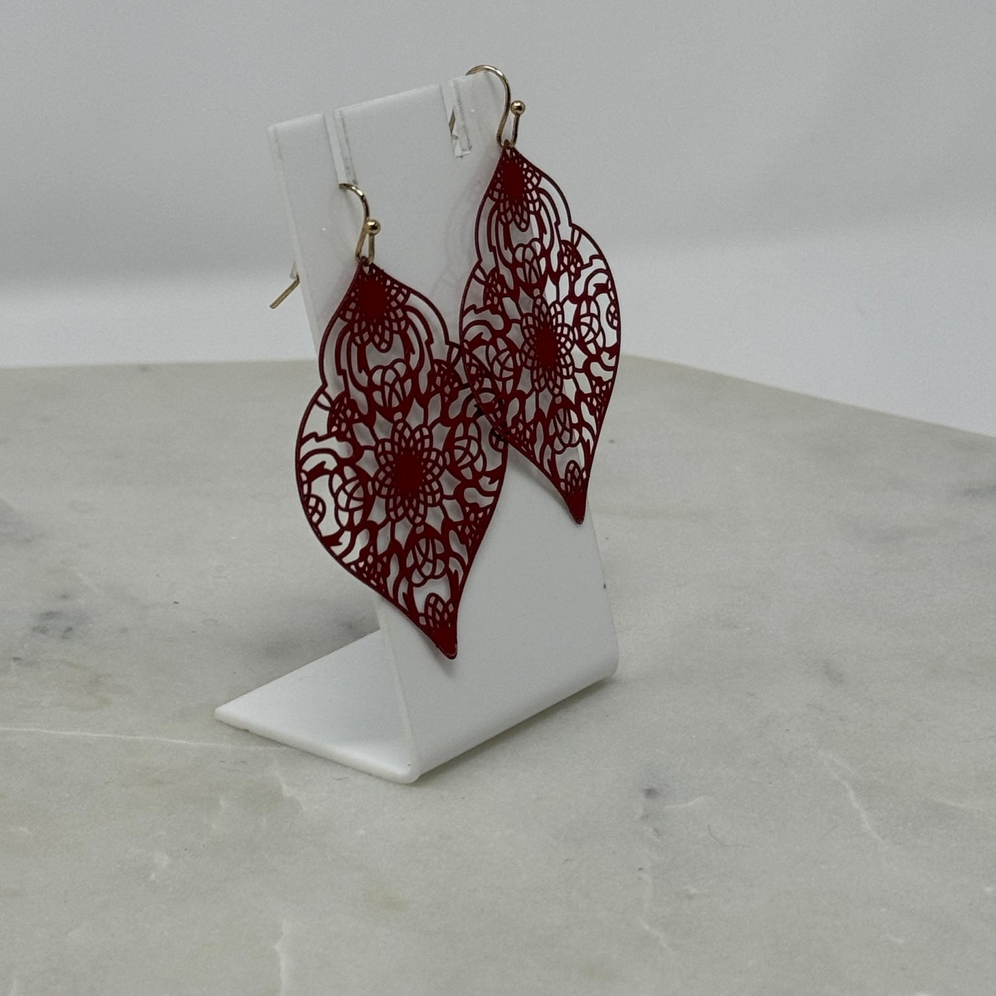 Earrings Boho Southwest Intricate Scalloped Dangles 2.5 in Drop Hook Costume Jewelry