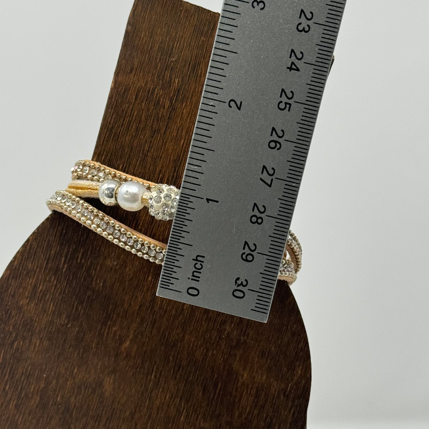 Bracelet Boho Southwest Multi-Layer Leather Rhinestone Cuff 7.5 in