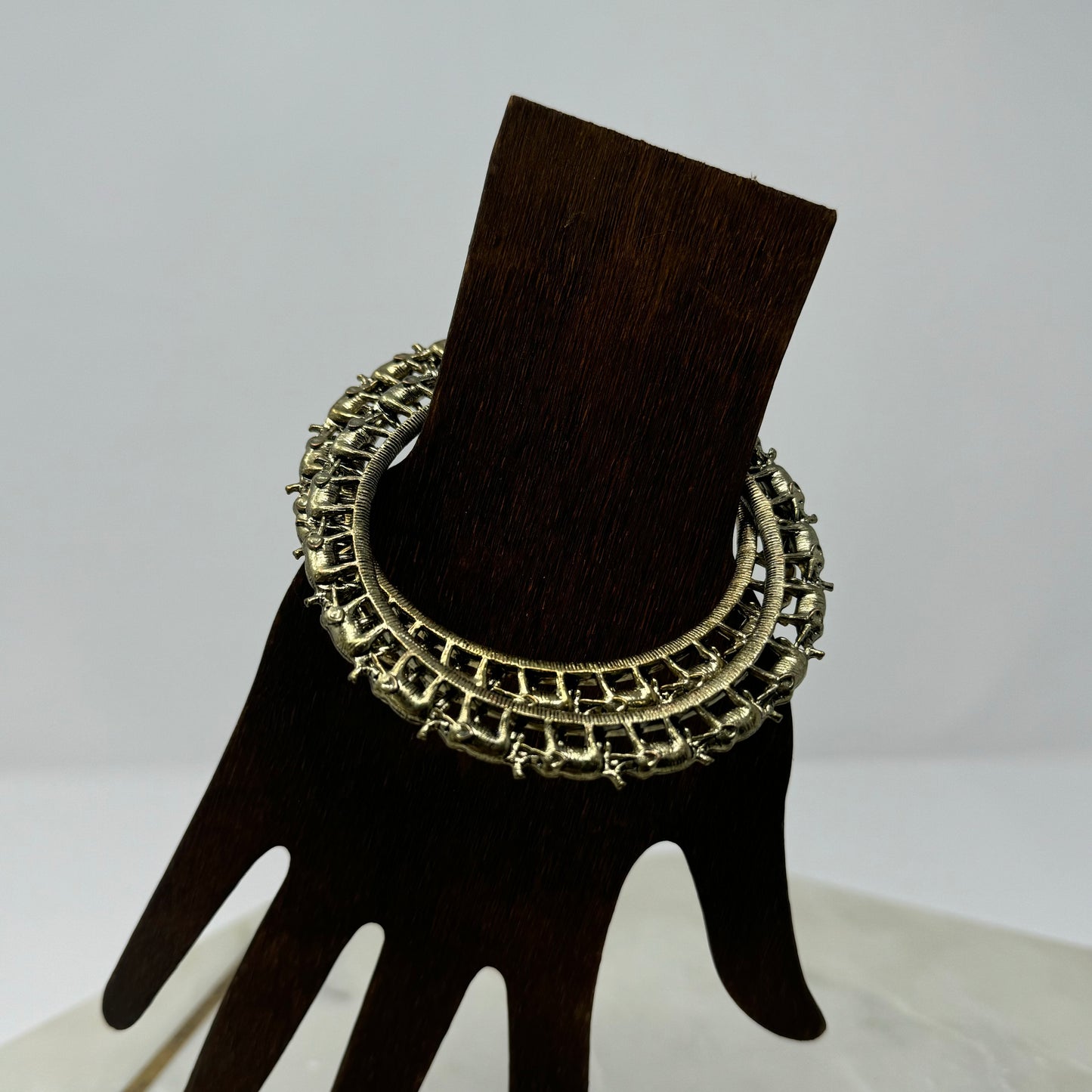 Intricate Brass Bangle Bracelet Set Boho Chic Statement Tribal Jewelry
