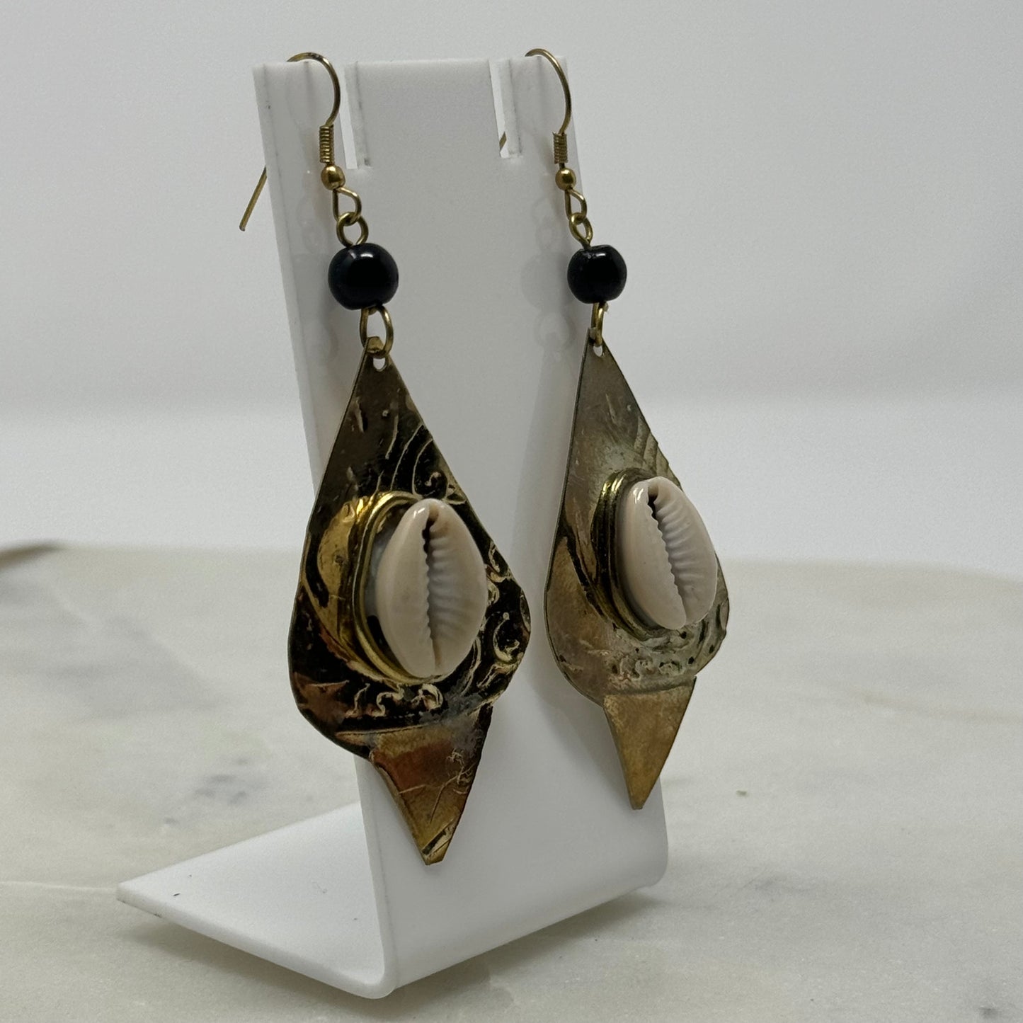 Boho Shell Dangle Metal Statement Earrings