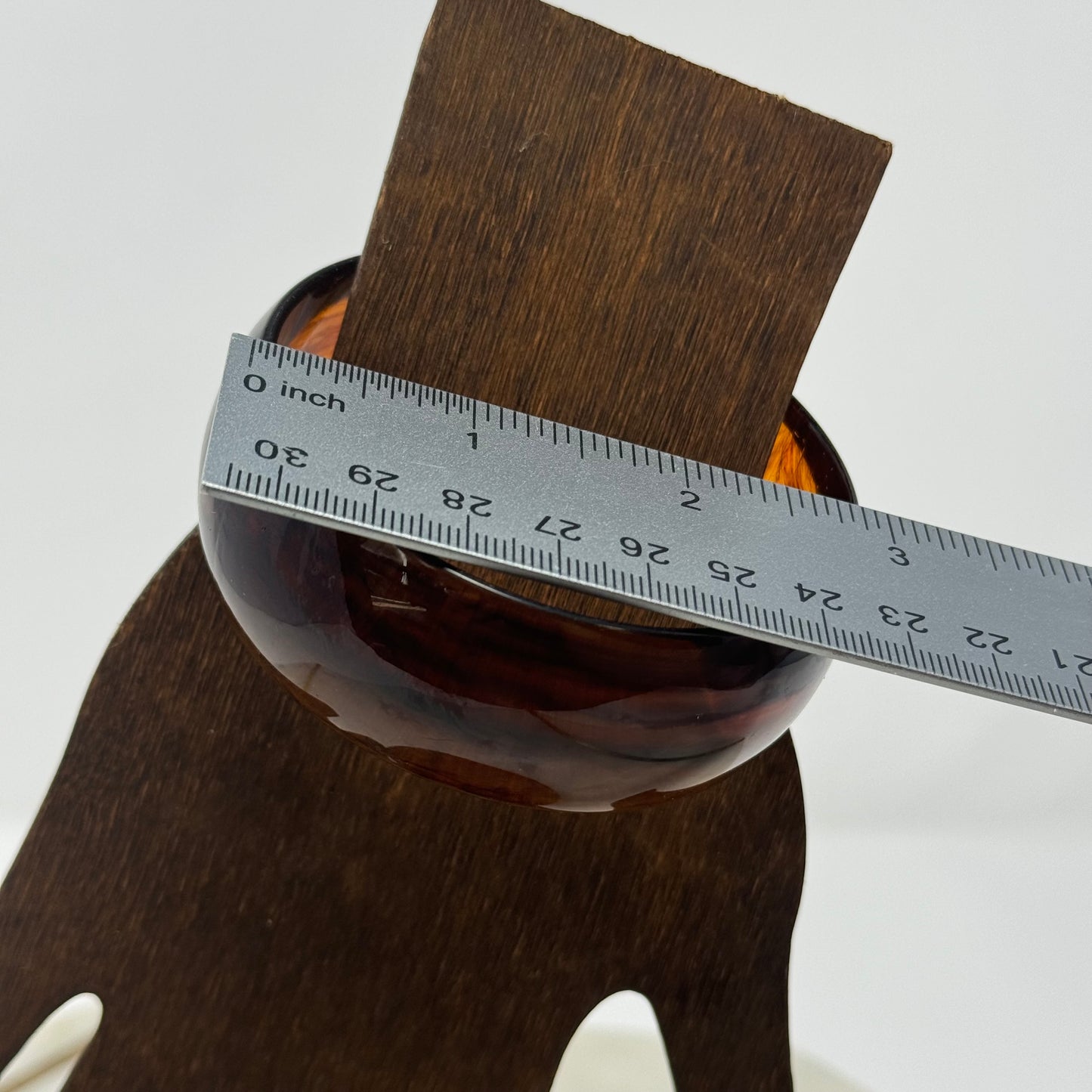 Vintage Amber Resin Bangle Bracelet - Retro Wide Brown Marbled Minimal Design