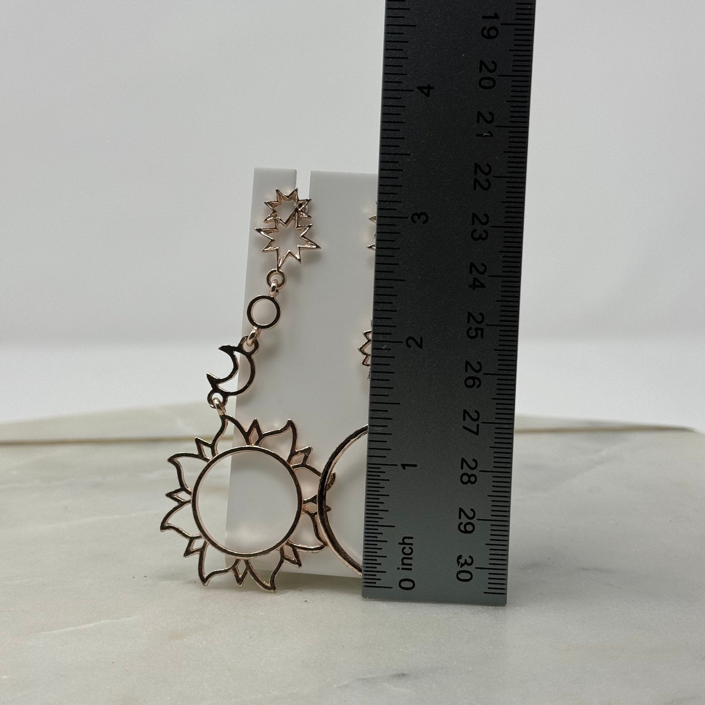 Boho Rose Gold Sun & Moon Tribal Dangle Earrings