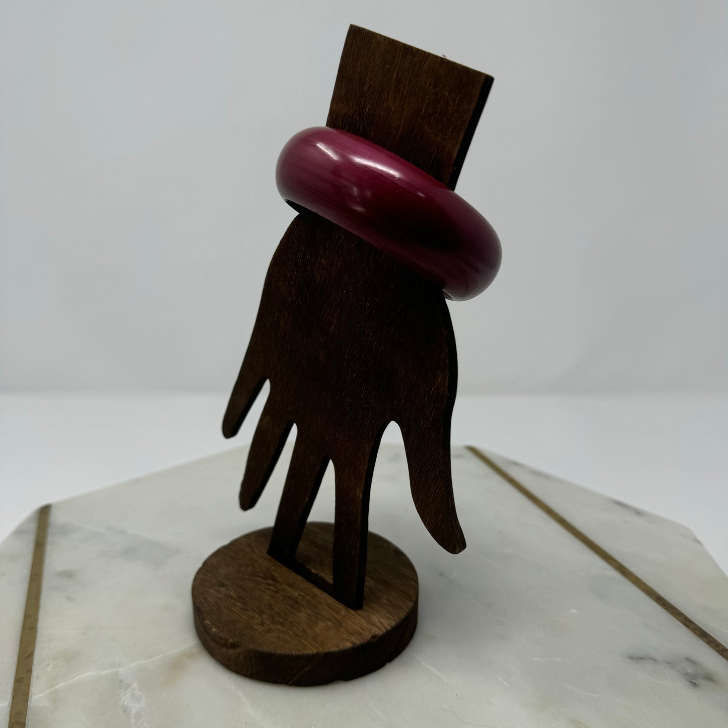 Maroon Wood Bangle Bracelet - Retro 80s Bold Statement Jewelry, Fashion Accessory