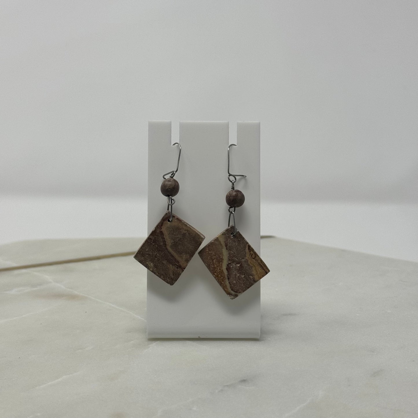 Stone Drop Dangle Wire Hook Earrings