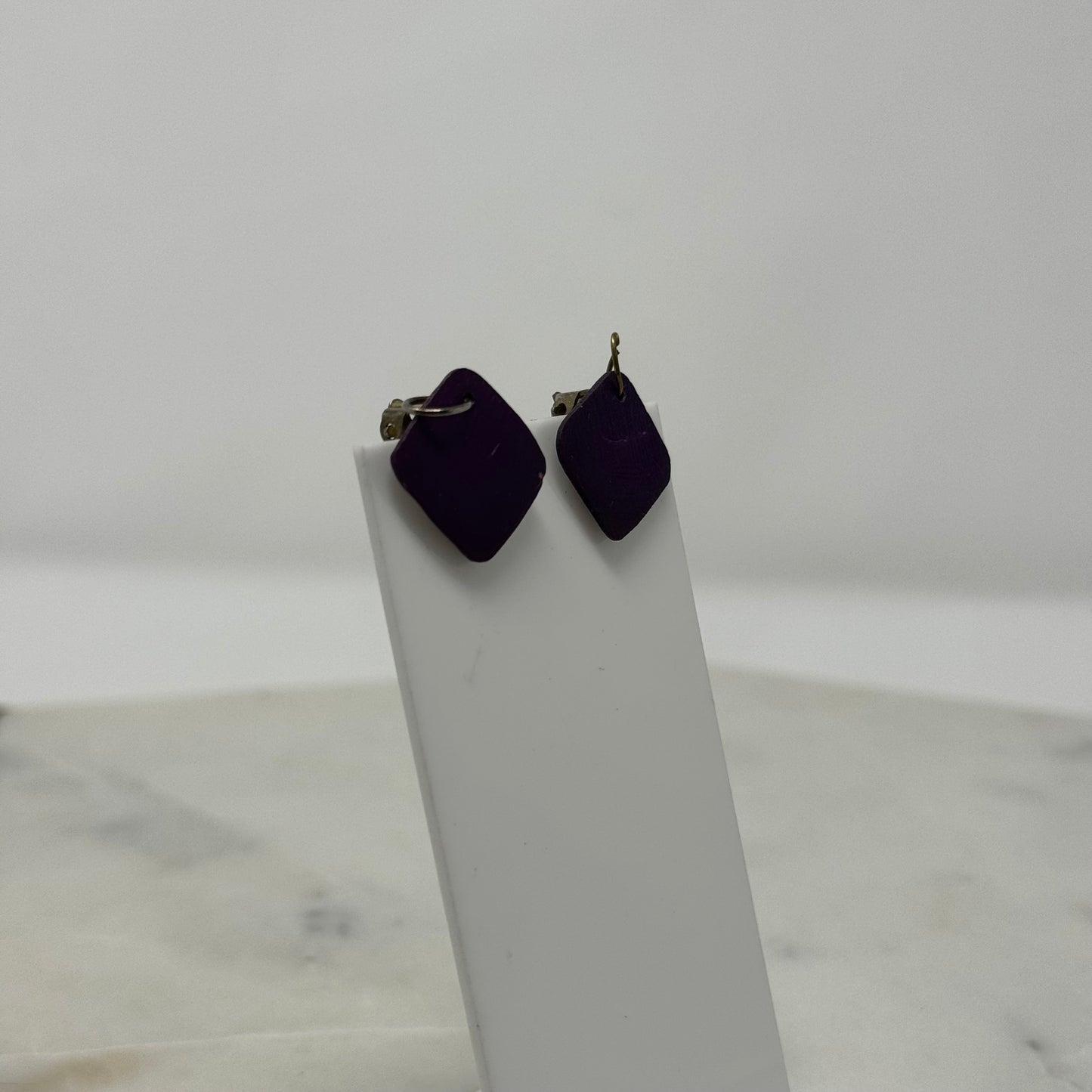 Deep Purple Square Clip-On Earrings