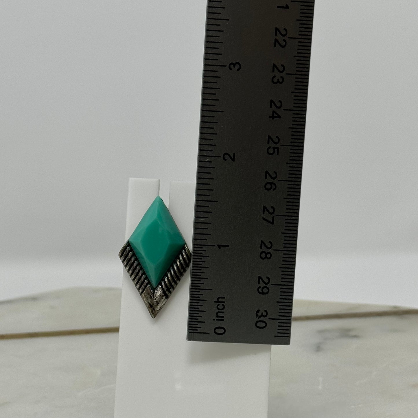 Earrings Boho Southwest Blue Turquoise Silver Tone 1.5 in Drop Stud Costume Jewelry