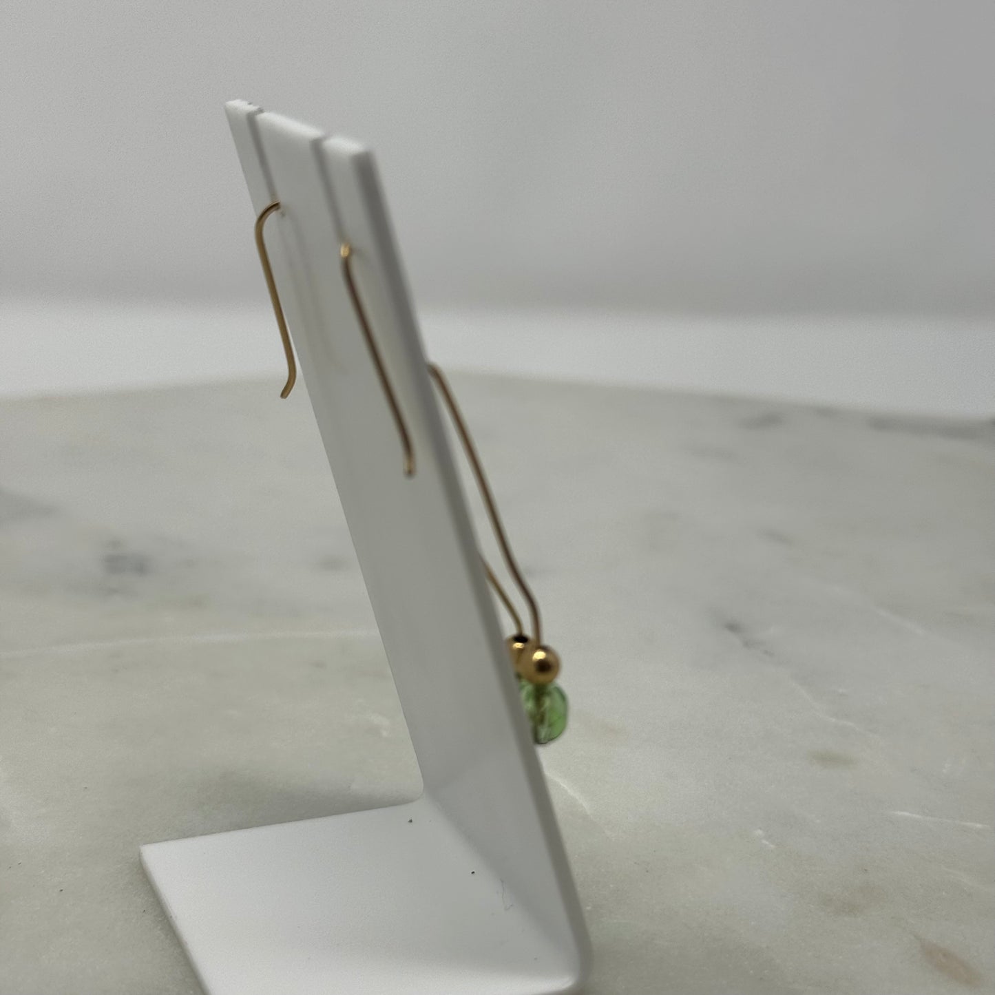 Gold Dangle Green Accent Hook Earrings