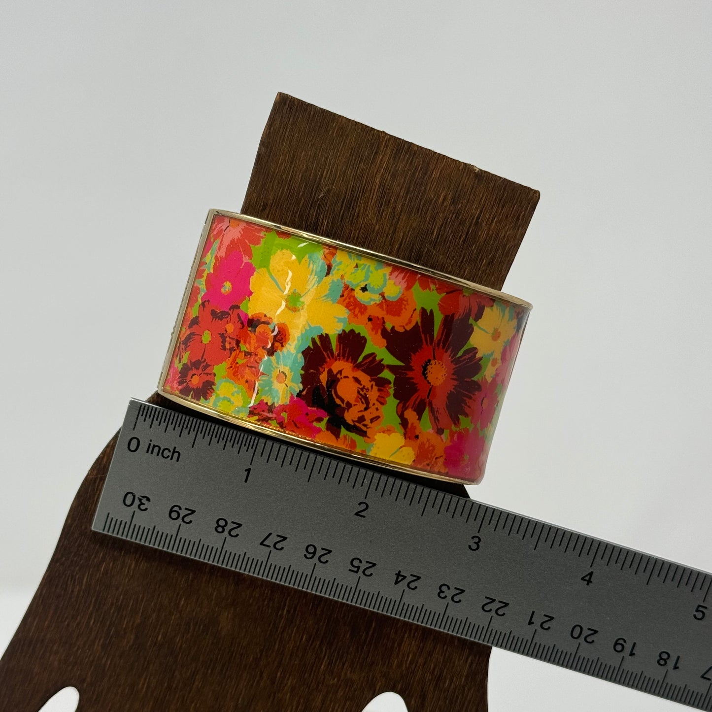 Bold Floral Cuff Bracelet Retro Vibrant Colors Boho Chic Statement Jewelry