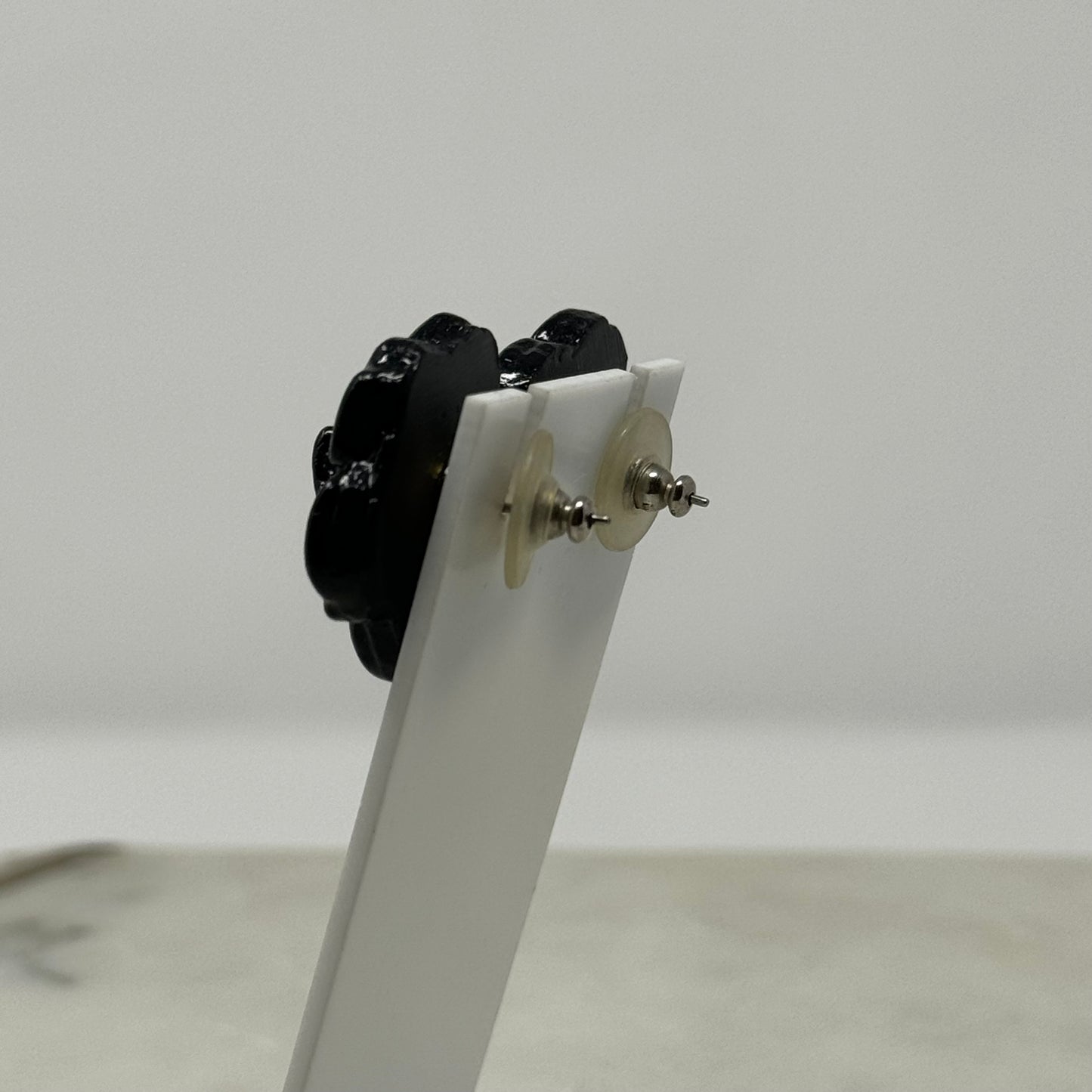 Vintage Black Rose Post Earrings