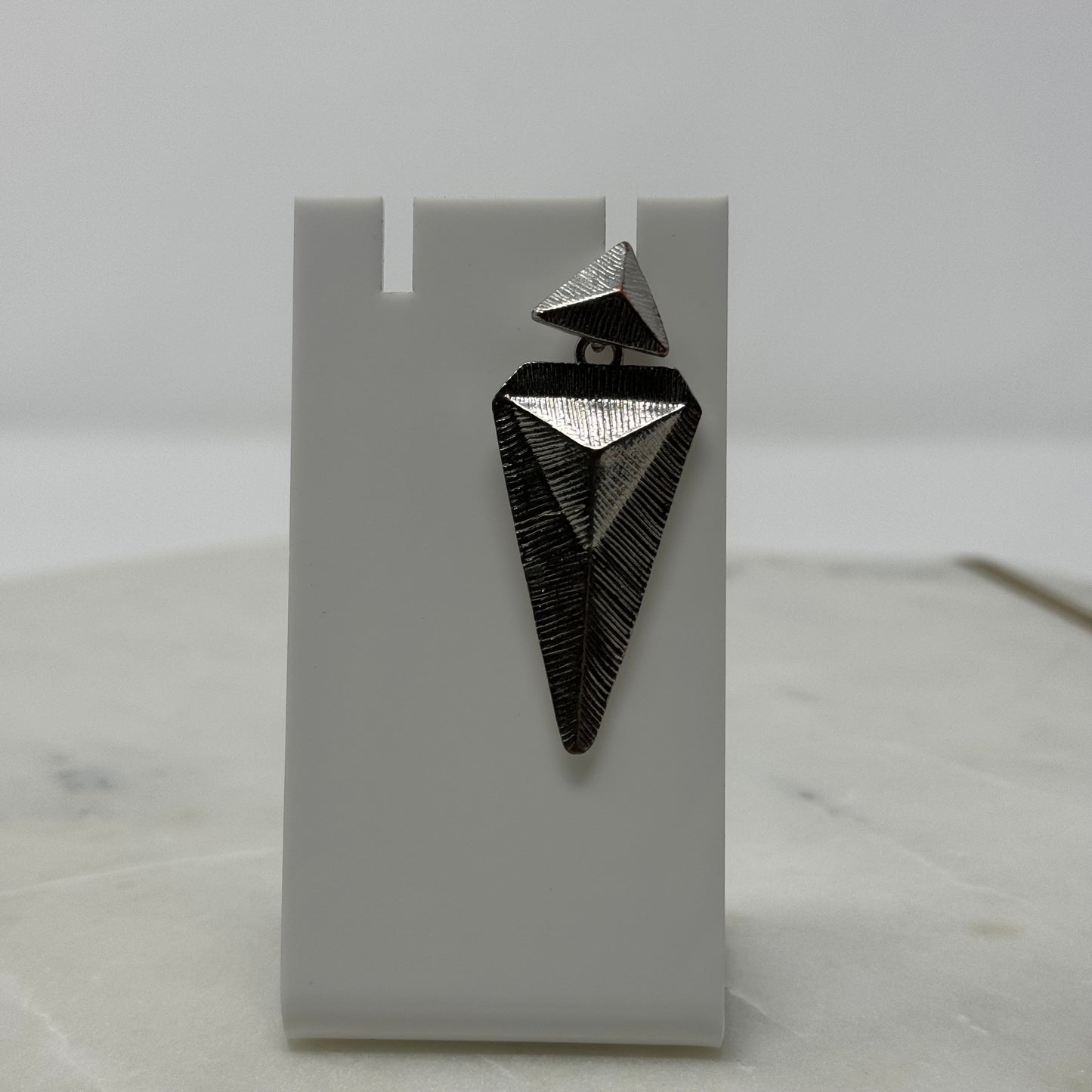 Silver Triangle Faceted Dangle Earrings