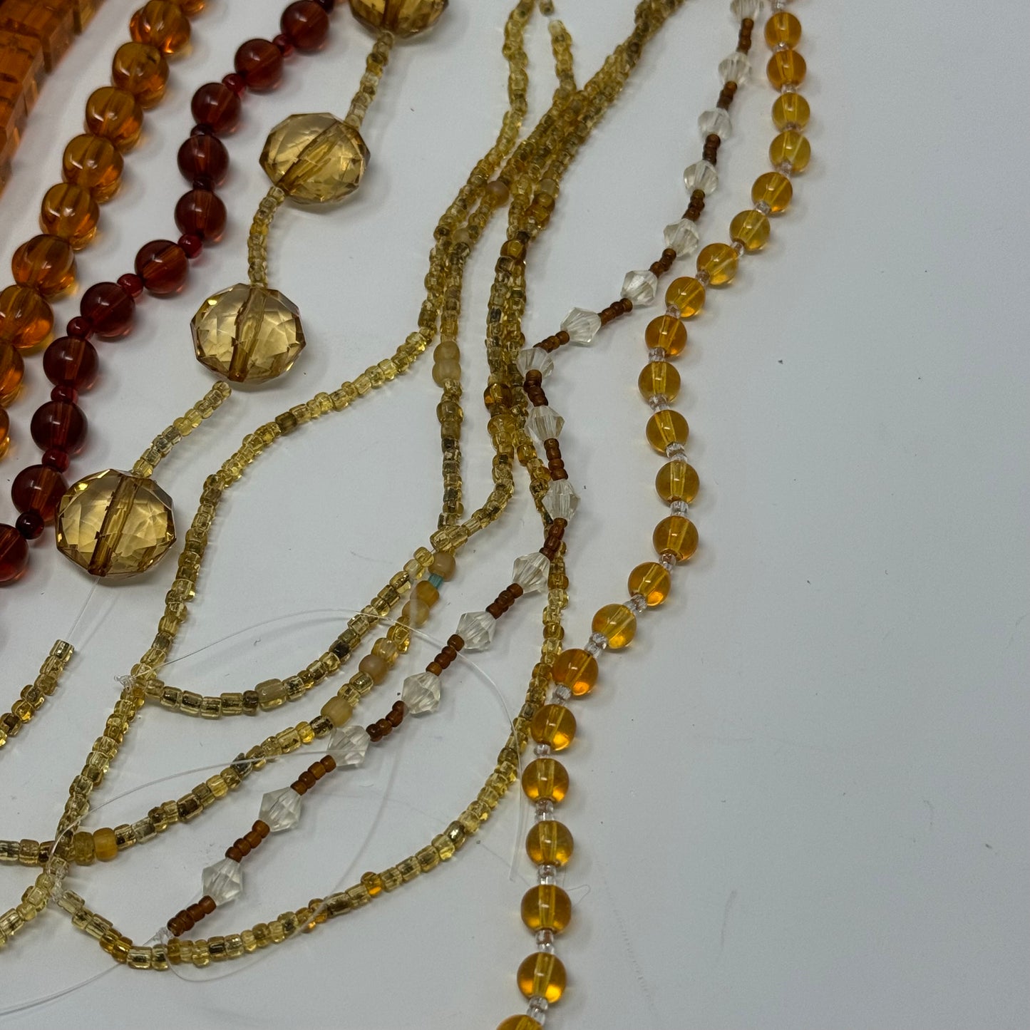 Reclaimed Orange Shades and White Glass Bead Strings Crafting & Jewelry Making Supplies Eco-Friendly Materials