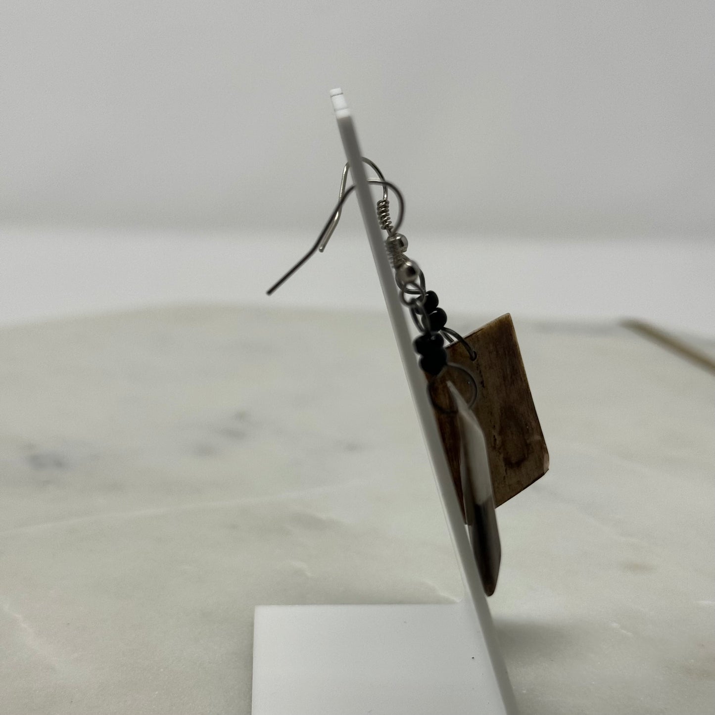 Two-Tone Stone Drop Dangle Hook Earrings