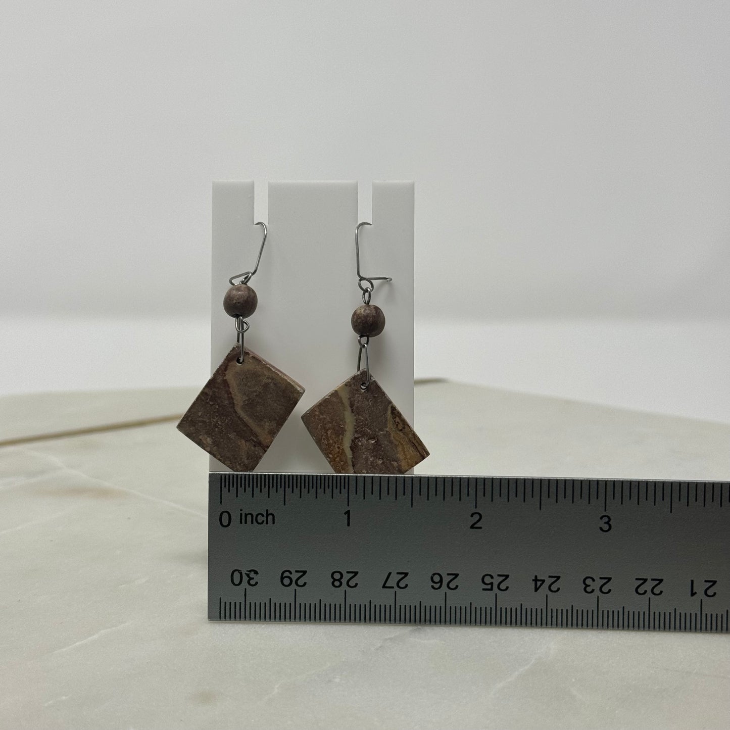 Stone Drop Dangle Wire Hook Earrings