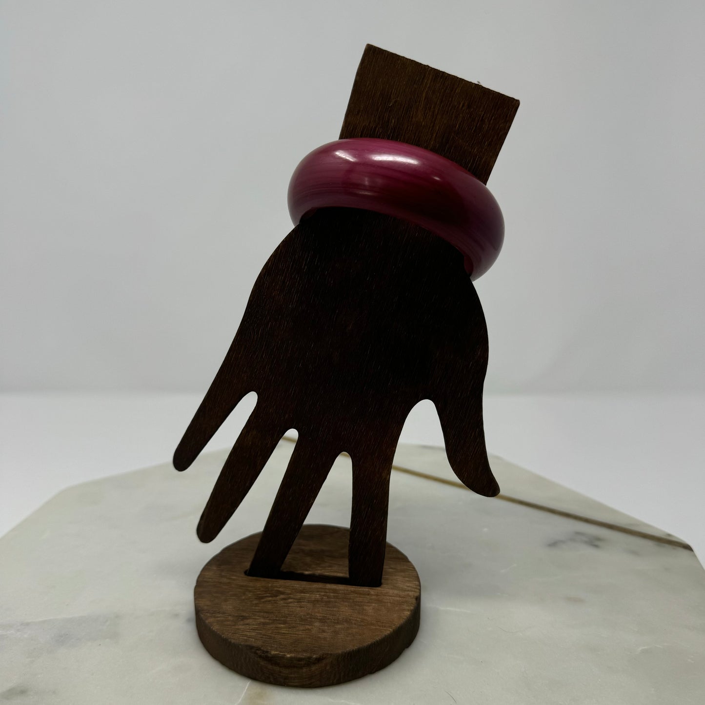 Maroon Wood Bangle Bracelet - Retro 80s Bold Statement Jewelry, Fashion Accessory