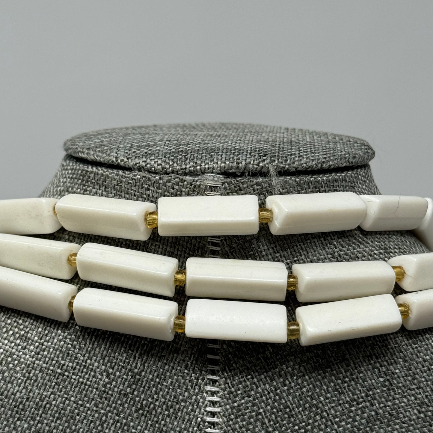 Vintage Necklace Statement Multi Strand Beaded White Box Clasp 15 in Jewelry