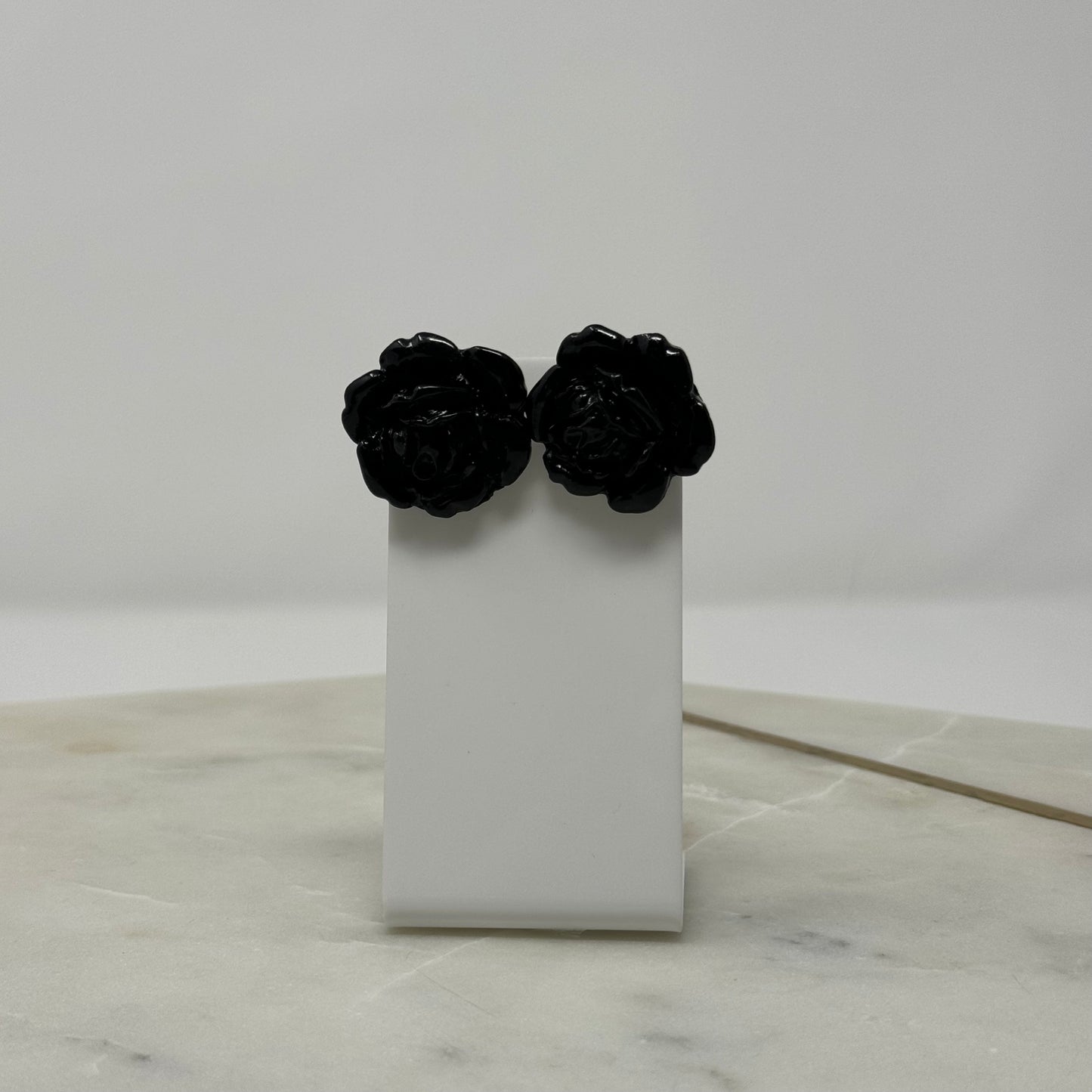 Vintage Black Rose Post Earrings