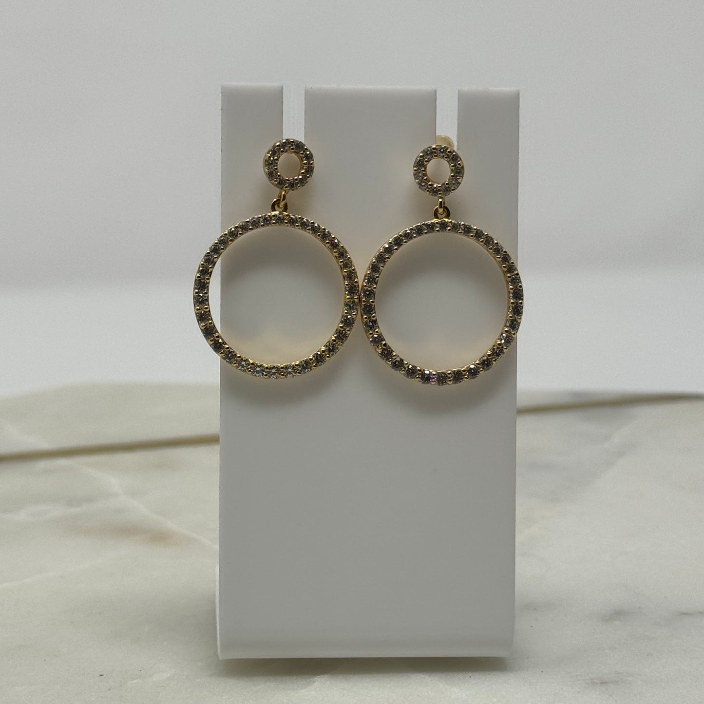 Round Crystal Sparkle Gold Dangle Statement Earrings