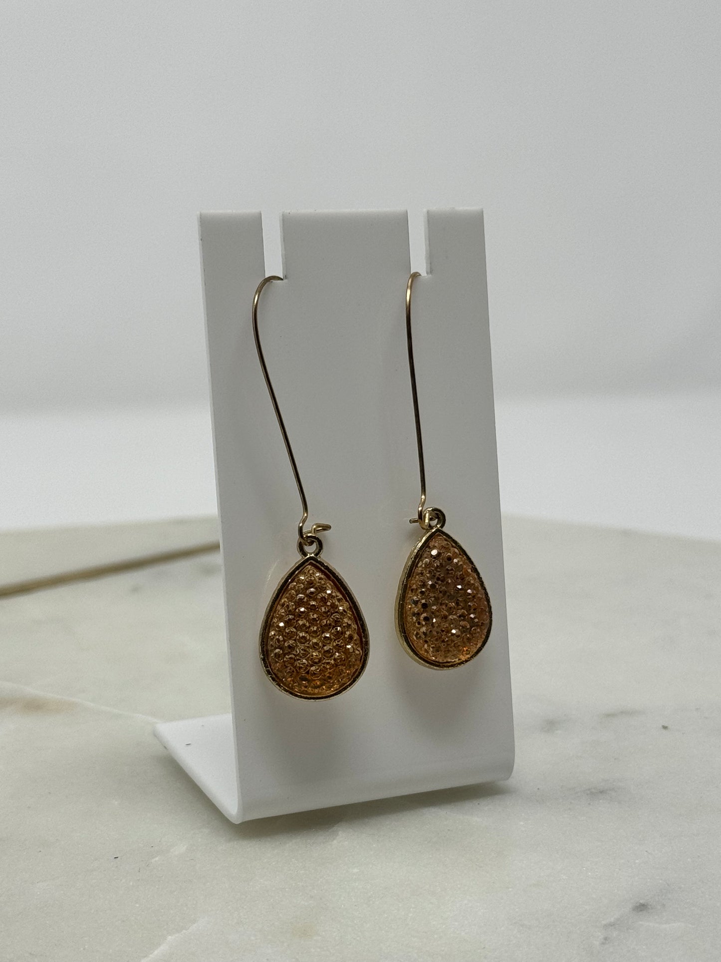 Sparkle Teardrop Dangle Statement Long Hook Earrings