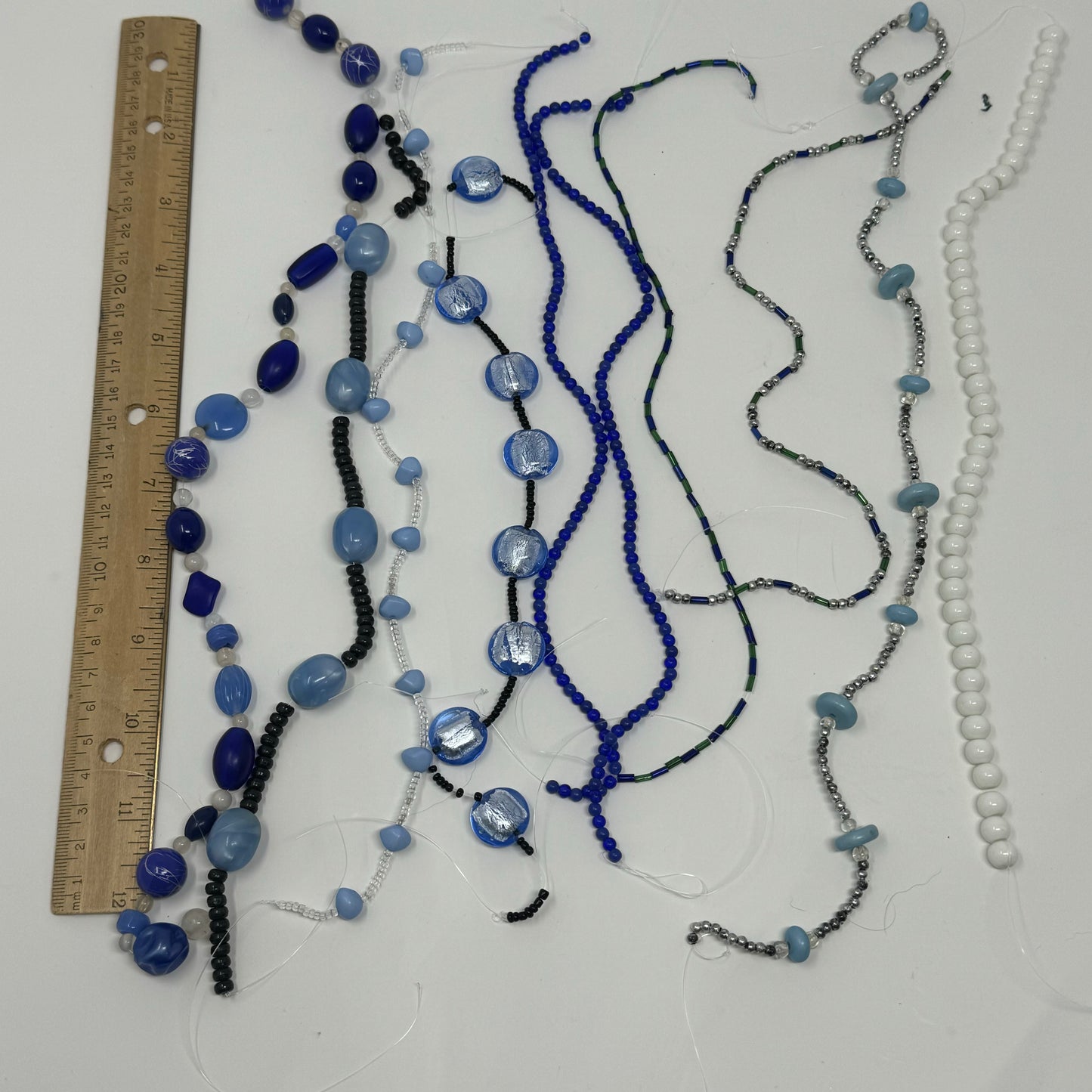 Reclaimed Blue Glass Beads Strands Crafting & Jewelry Making Supplies Sustainable Craft Materials