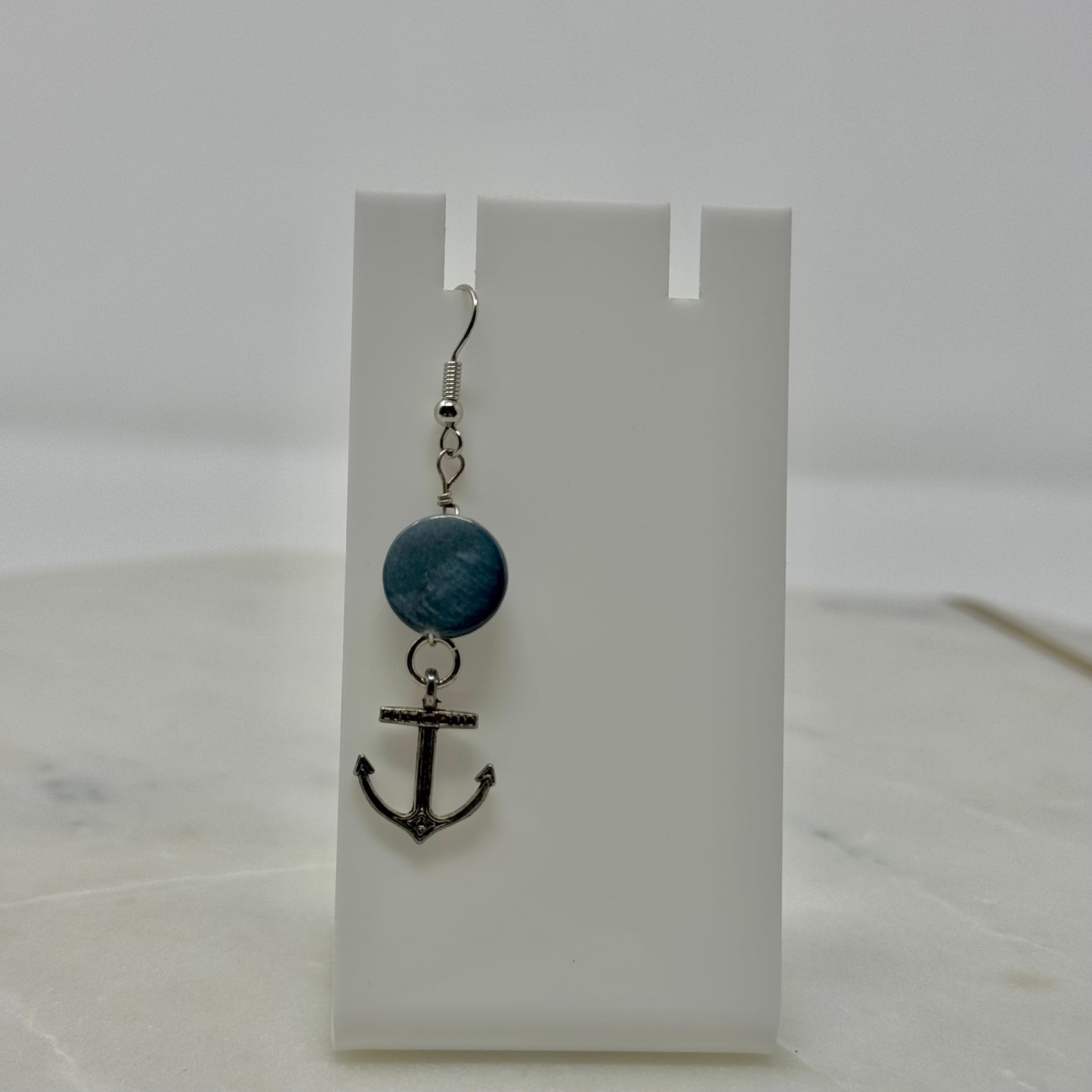 Silver Anchor Dangle Hook Earrings