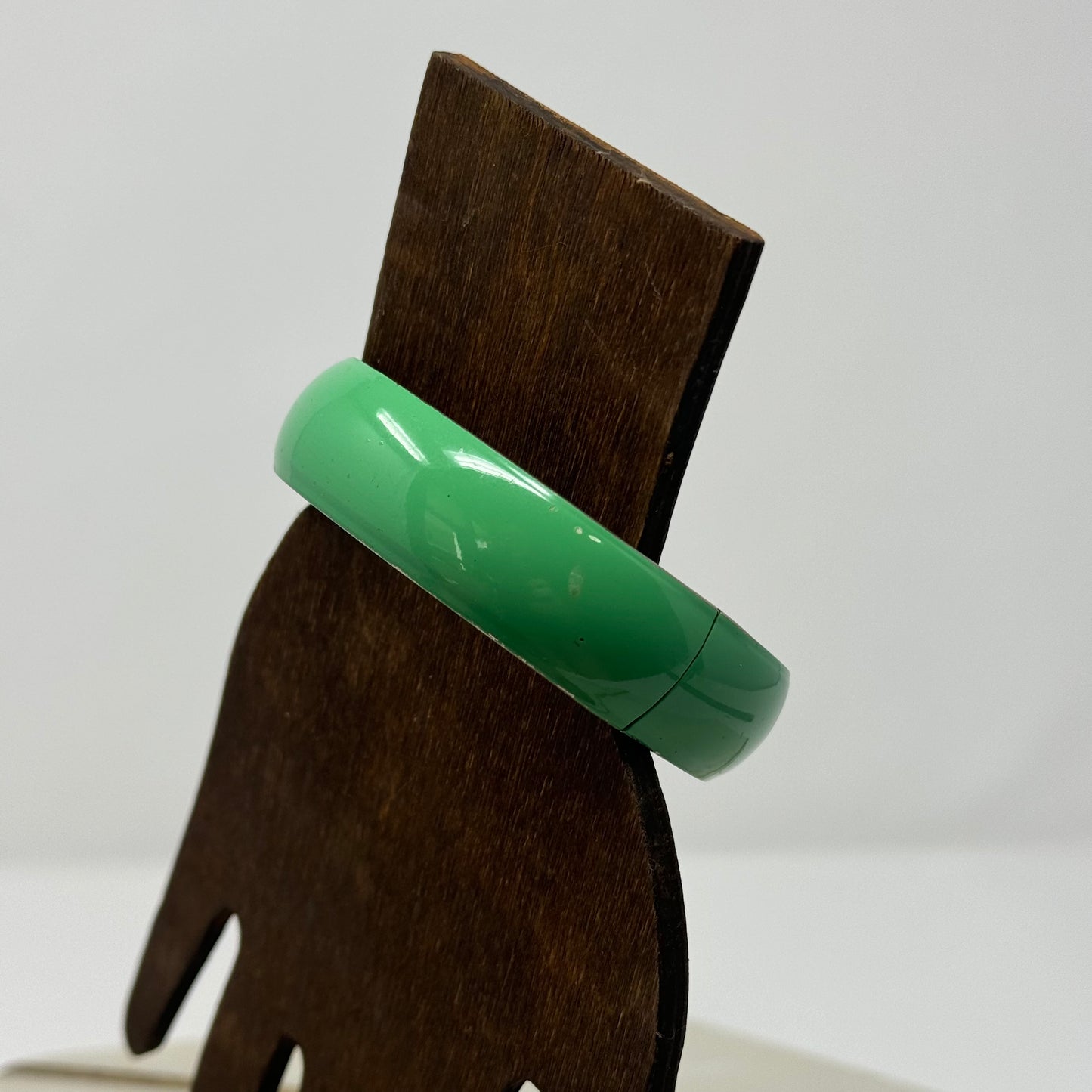 Vintage Green Enamel Bangle Bracelet - Mid-Century Modern, Chunky Statement Jewelry, Retro 1980s Style