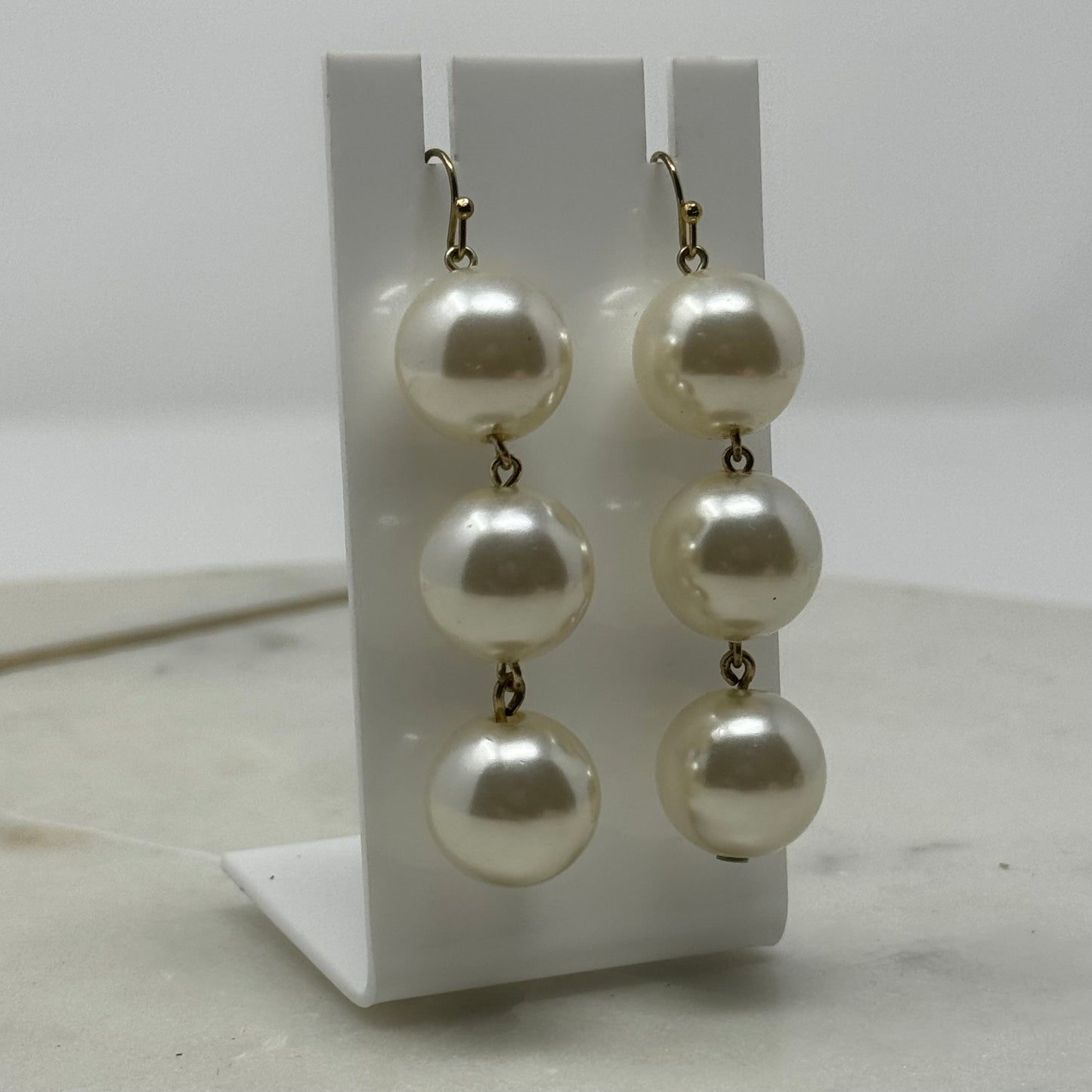 Bold Drop Pearl Dangle Statement Earrings