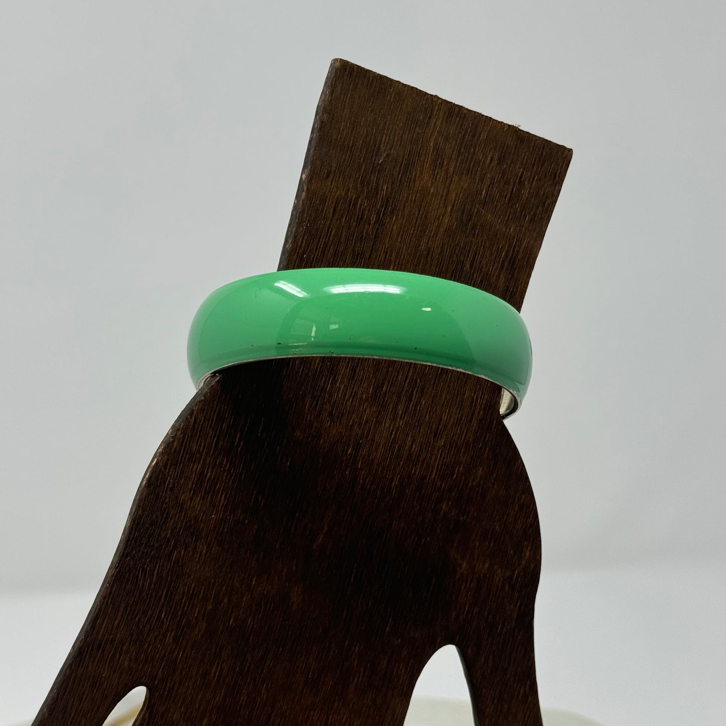 Vintage Green Enamel Bangle Bracelet - Mid-Century Modern, Chunky Statement Jewelry, Retro 1980s Style
