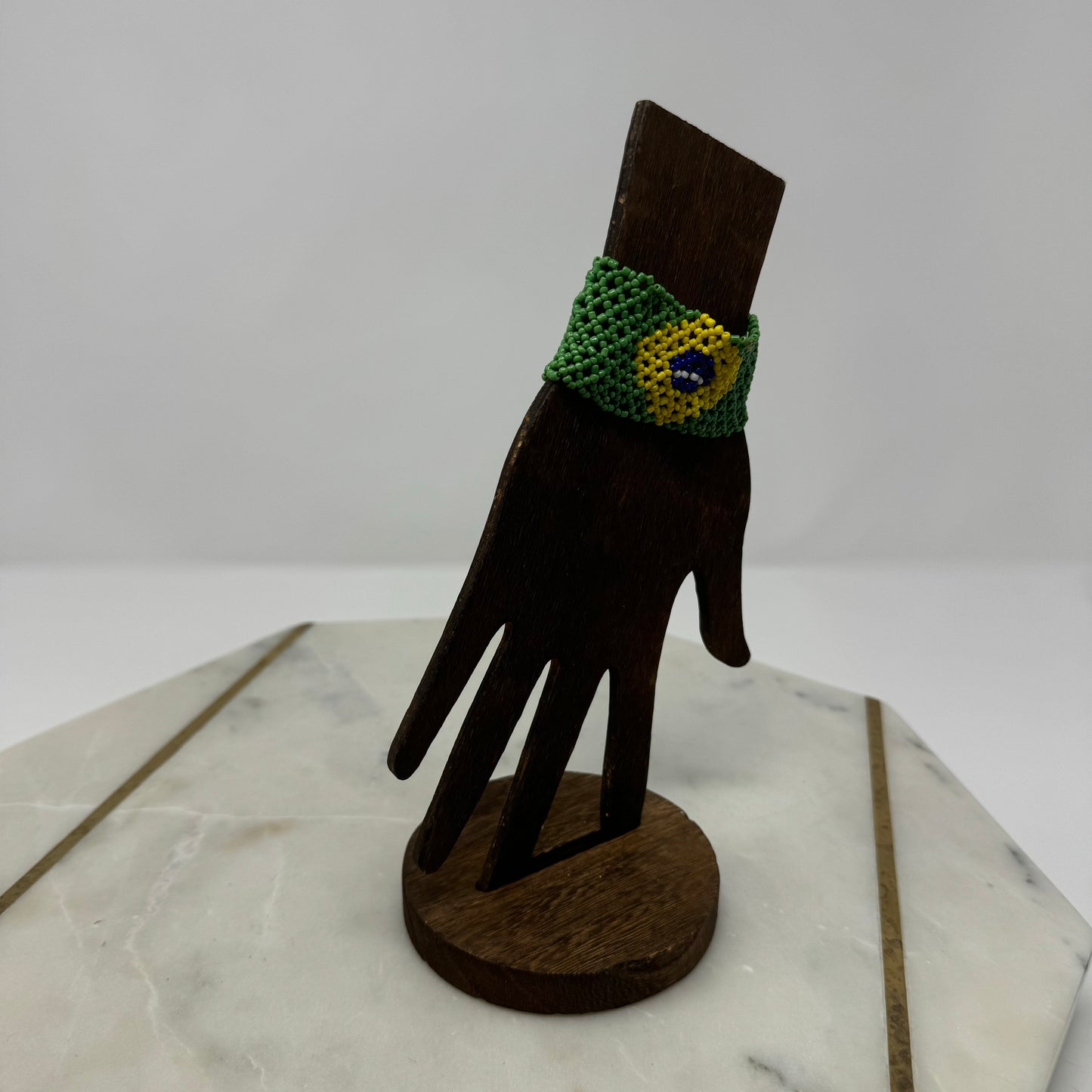 Bracelet Brazil Multi-Layer Seed Beaded Cuff Flag 6.5 in Fashion Jewelry