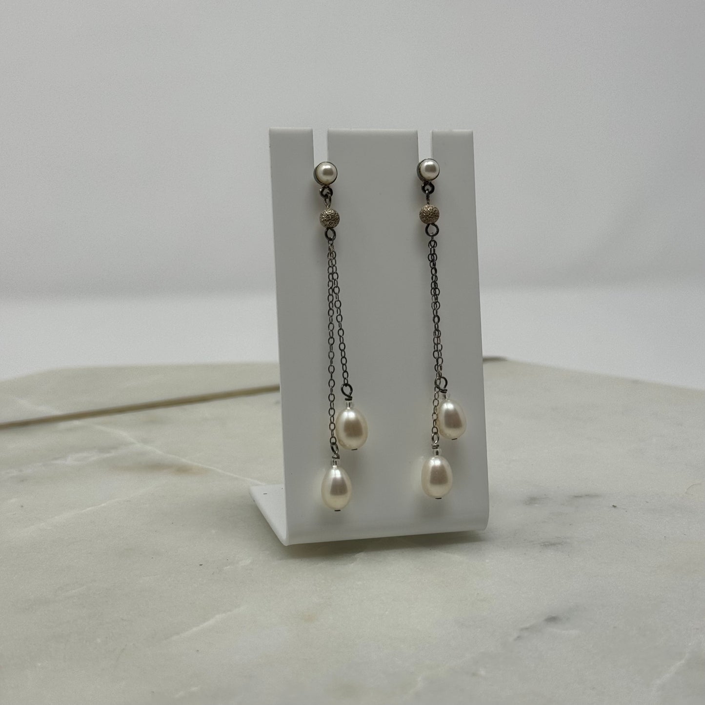 Natural Pearl Dangle Statement Earrings