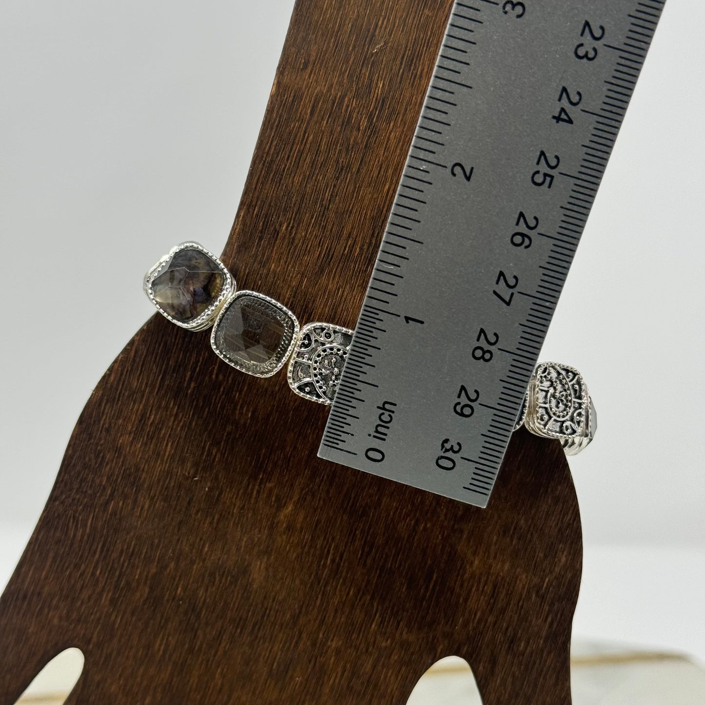 Napier Bracelet Southwest Intricate Jewel Crystal Links Stretch Cuff Bangle 7 in Costume Jewelry
