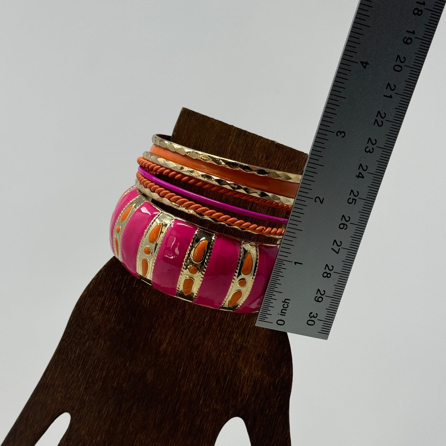 Vibrant Boho Bracelet Set Tribal Chic Stacked Bangles Enamel & Gold-Tone Statement Jewelry