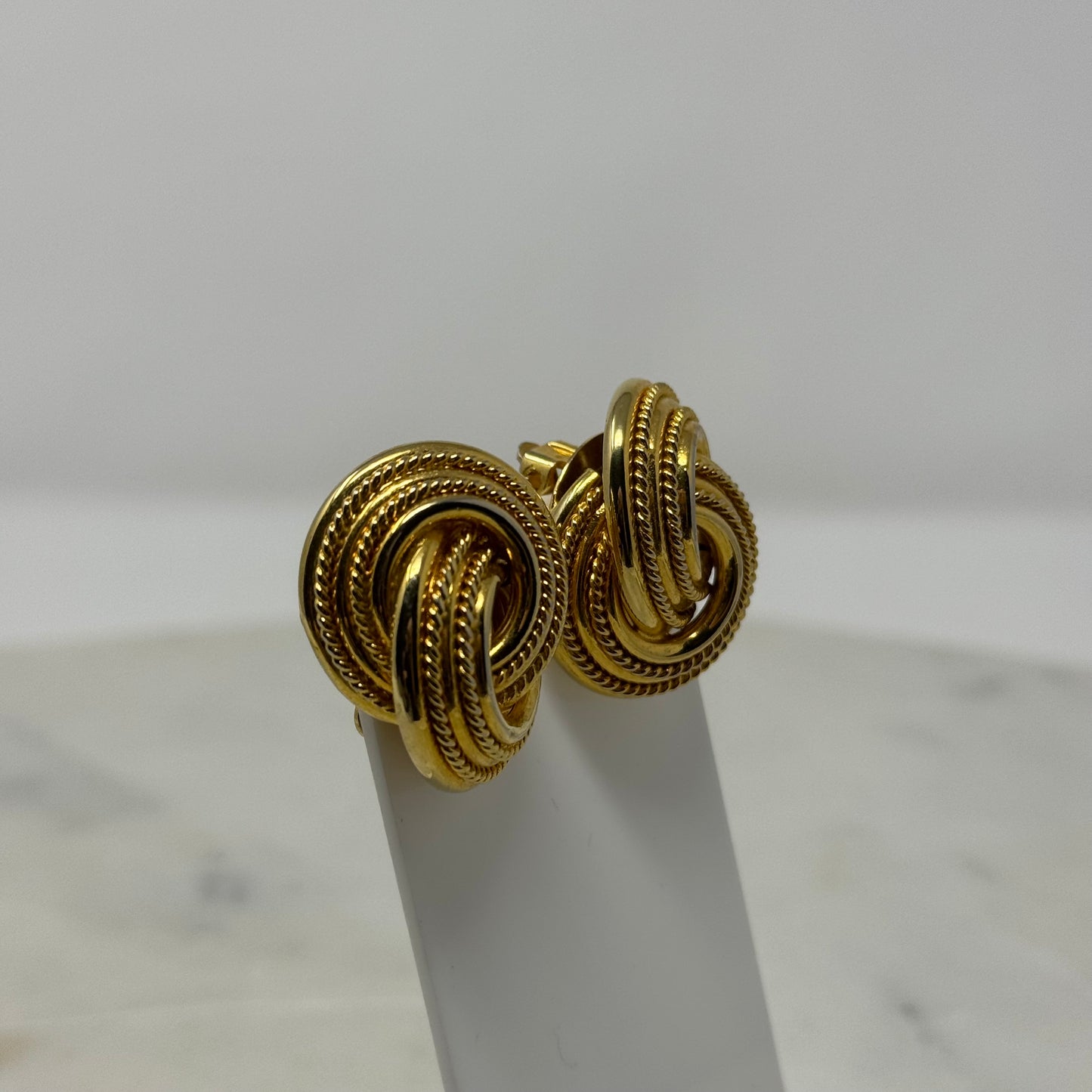 Elegant Gold Knotted Clip-On Earrings