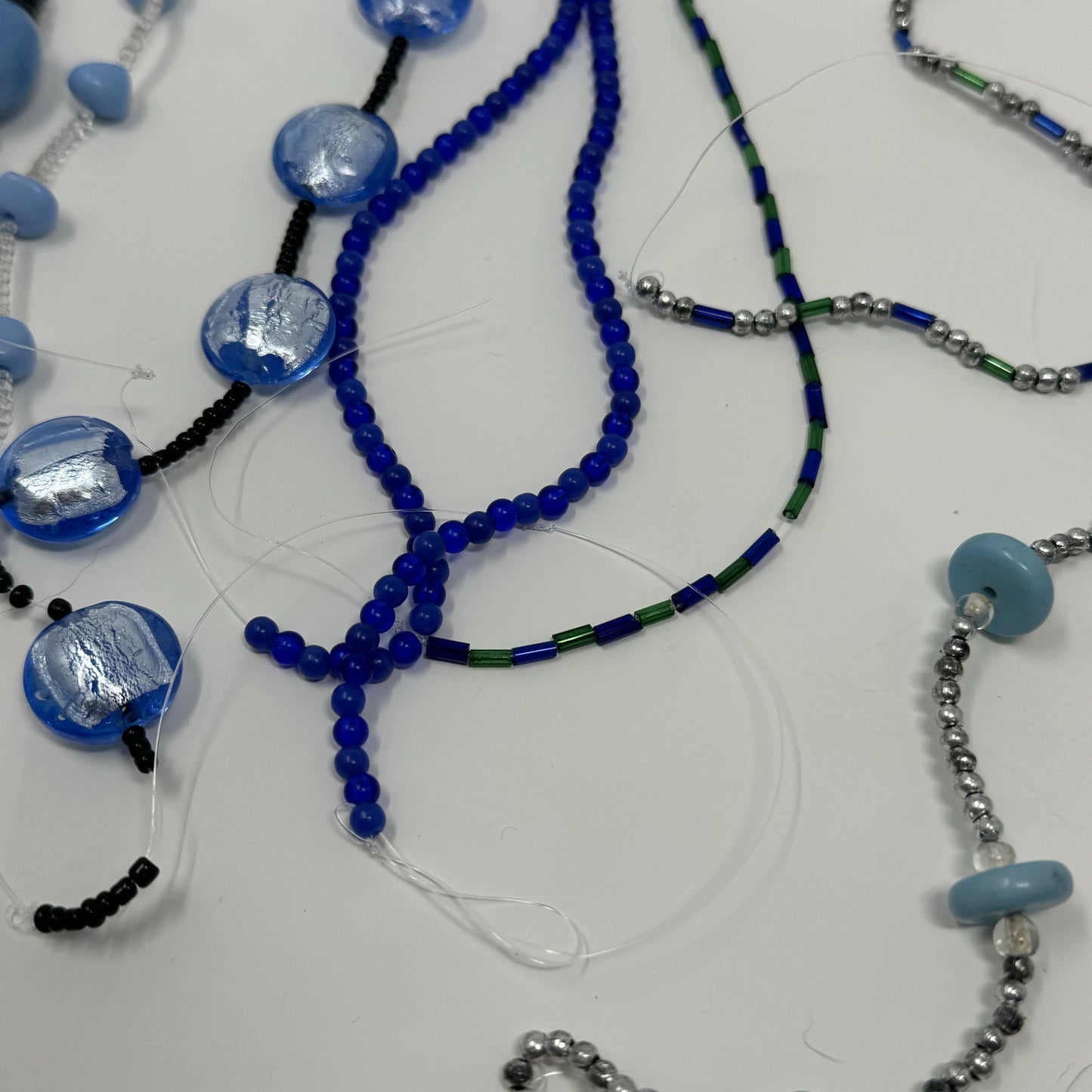 Reclaimed Blue Glass Beads Strands Crafting & Jewelry Making Supplies Sustainable Craft Materials