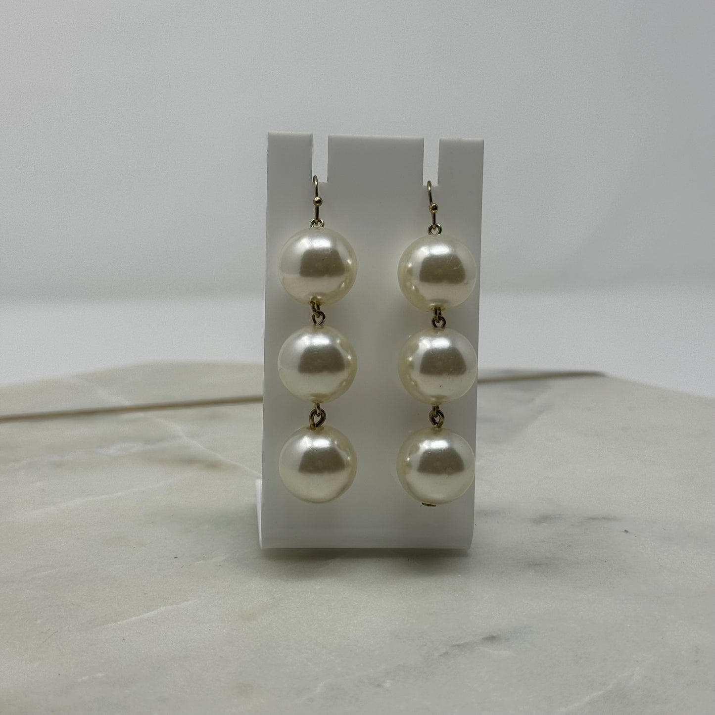 Bold Drop Pearl Dangle Statement Earrings