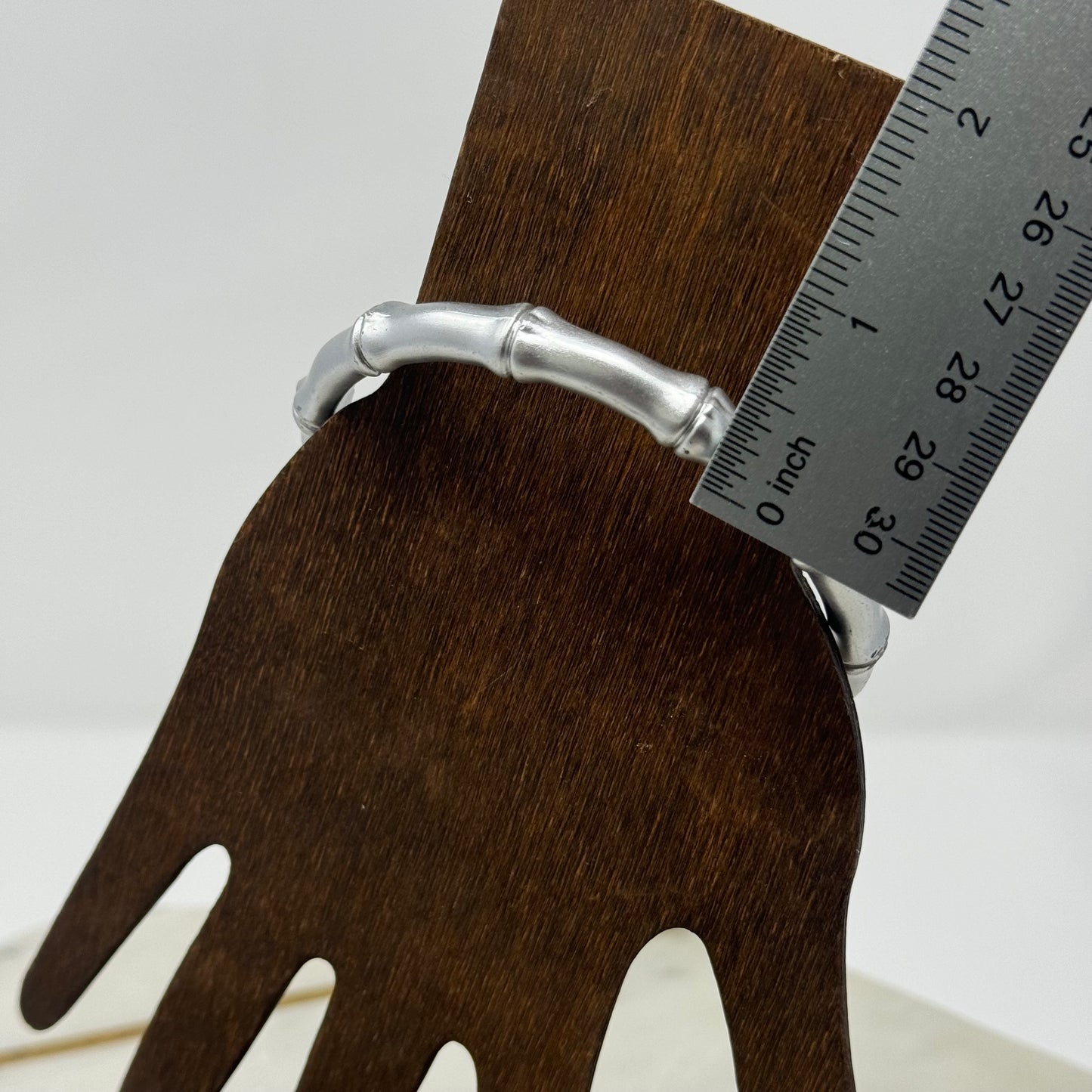 Trendy Silver Bamboo Style Bangle Bracelet - Modern Minimalist Fashion Jewelry