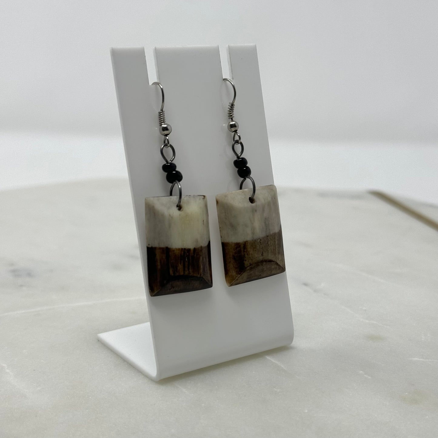 Two-Tone Stone Drop Dangle Hook Earrings