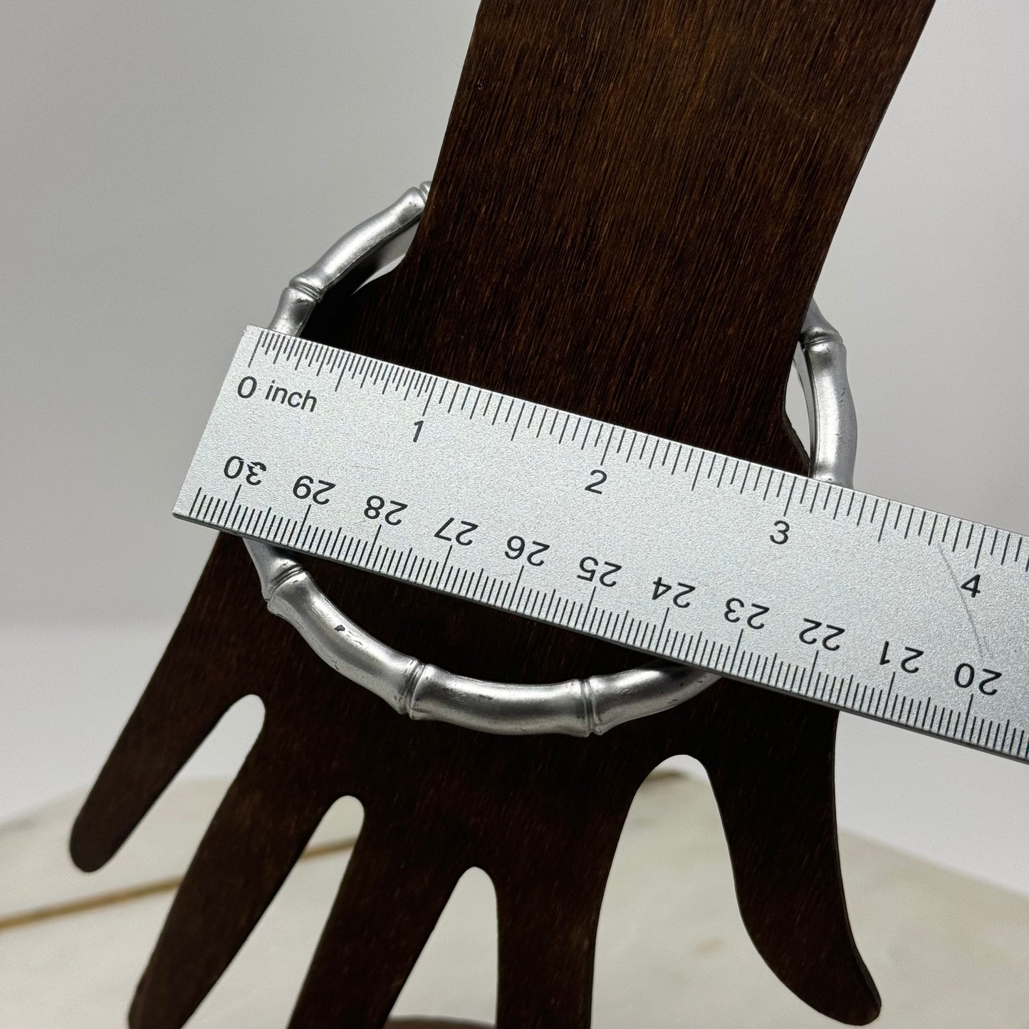 Trendy Silver Bamboo Style Bangle Bracelet - Modern Minimalist Fashion Jewelry