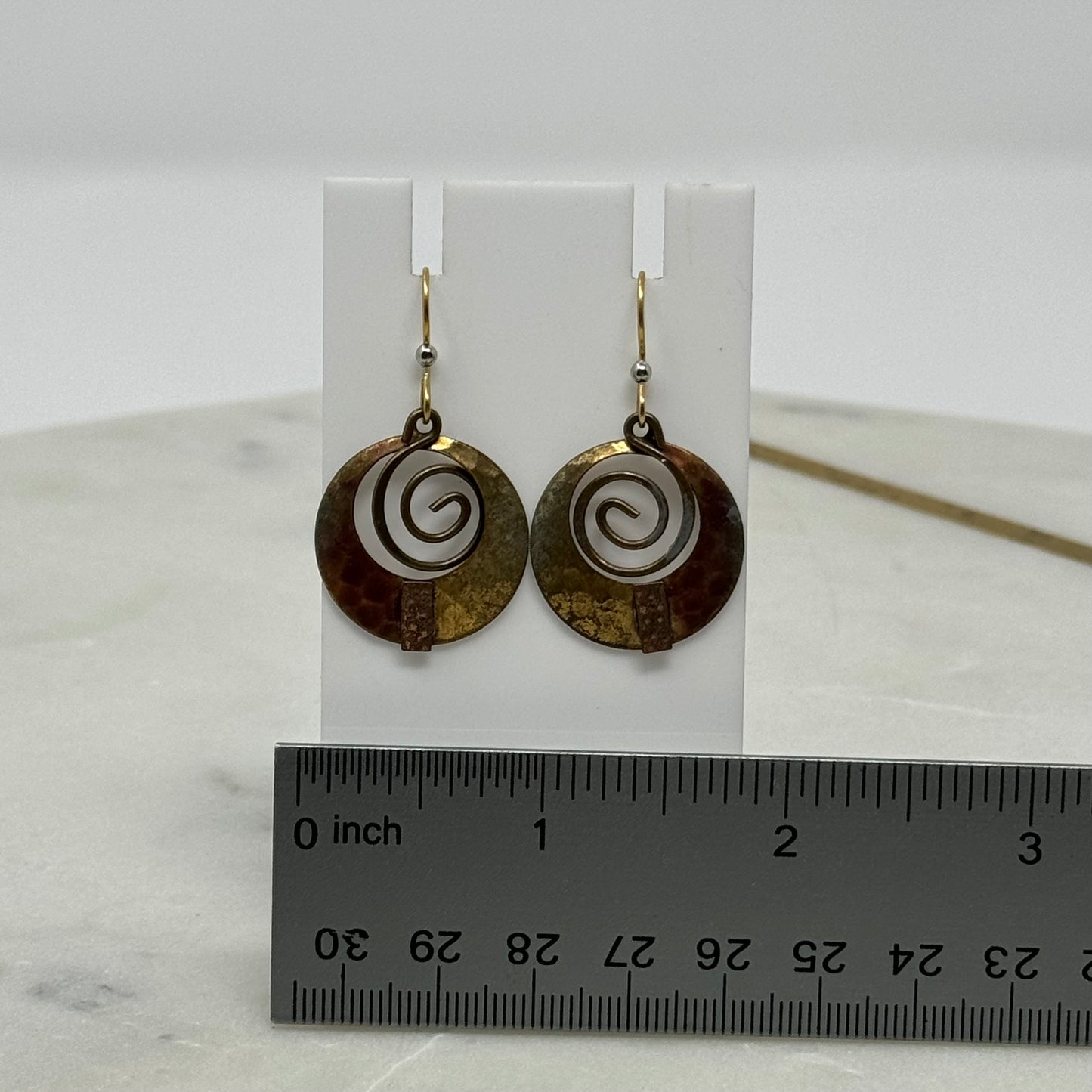 Boho Two-Tone Hammered Dangle Hook Earrings