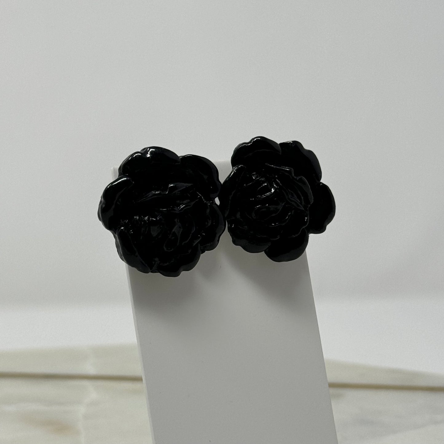 Vintage Black Rose Post Earrings