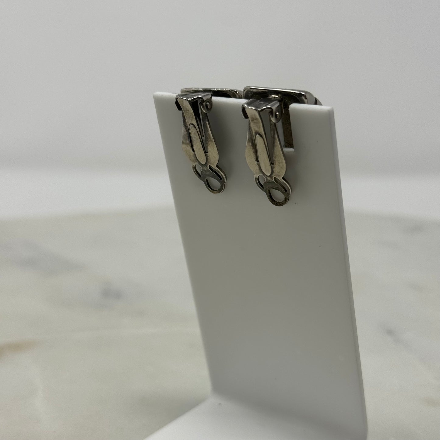 Silver Curved Clip-On Earrings