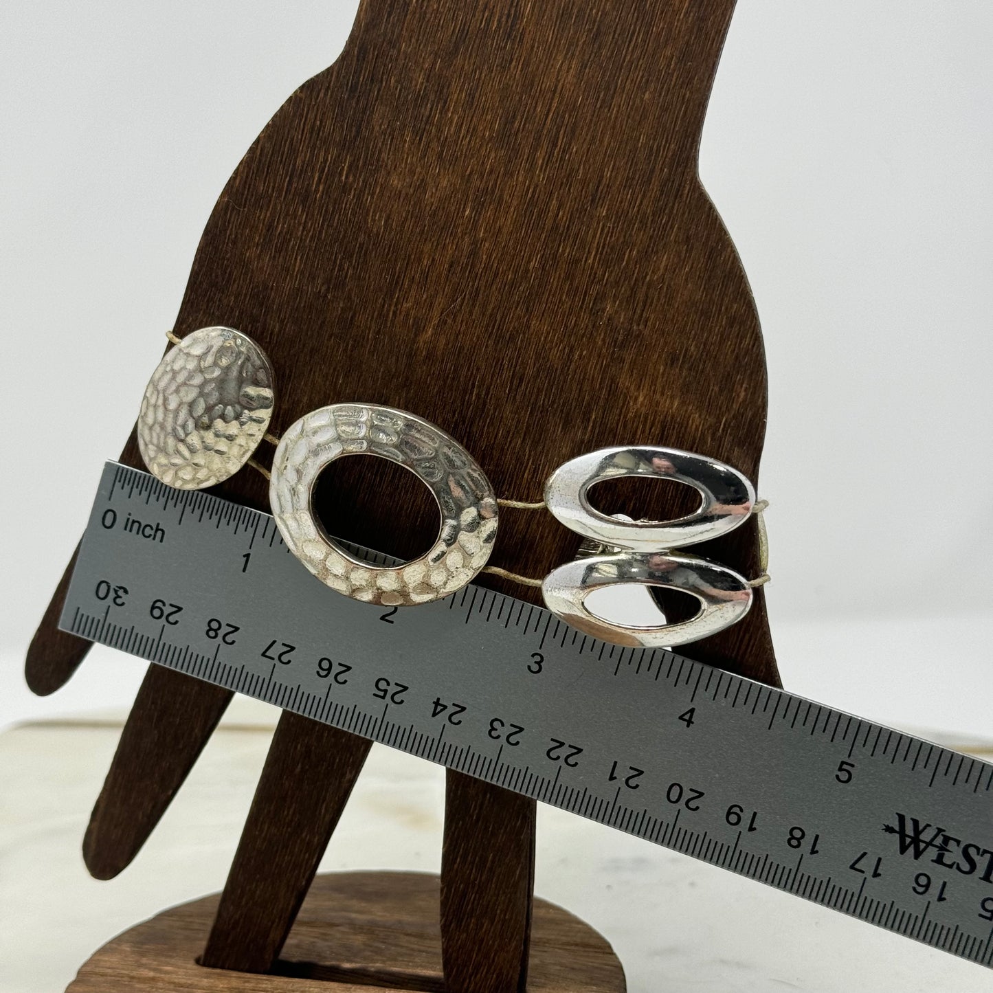 Bracelet Southwest Abstract Segmented Metalwork Links Cuff 9 in Costume Jewelry