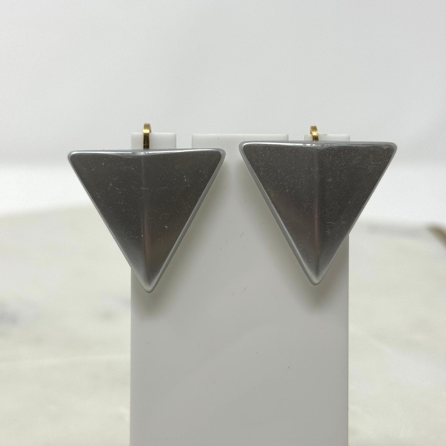 Vintage 90's Silver Triangle Clip-On Earrings
