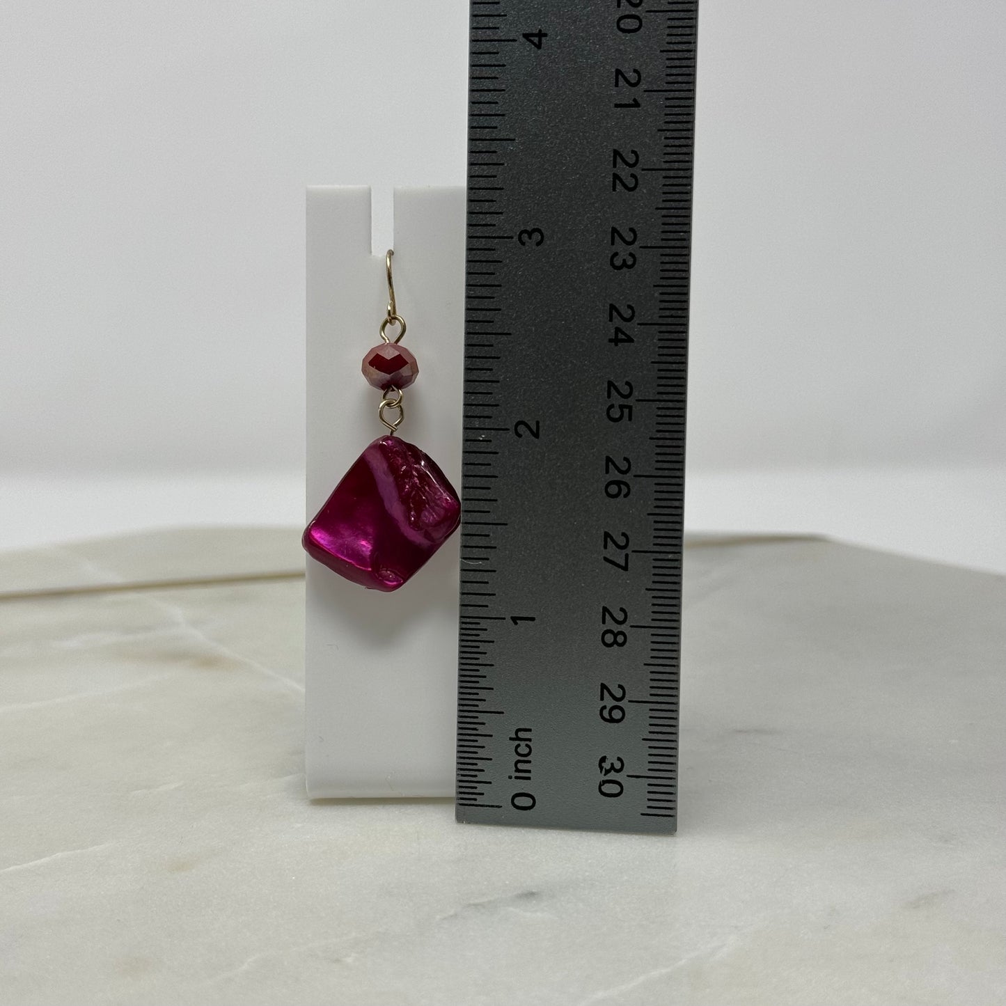 Pink Beaded Shell Hook Earrings