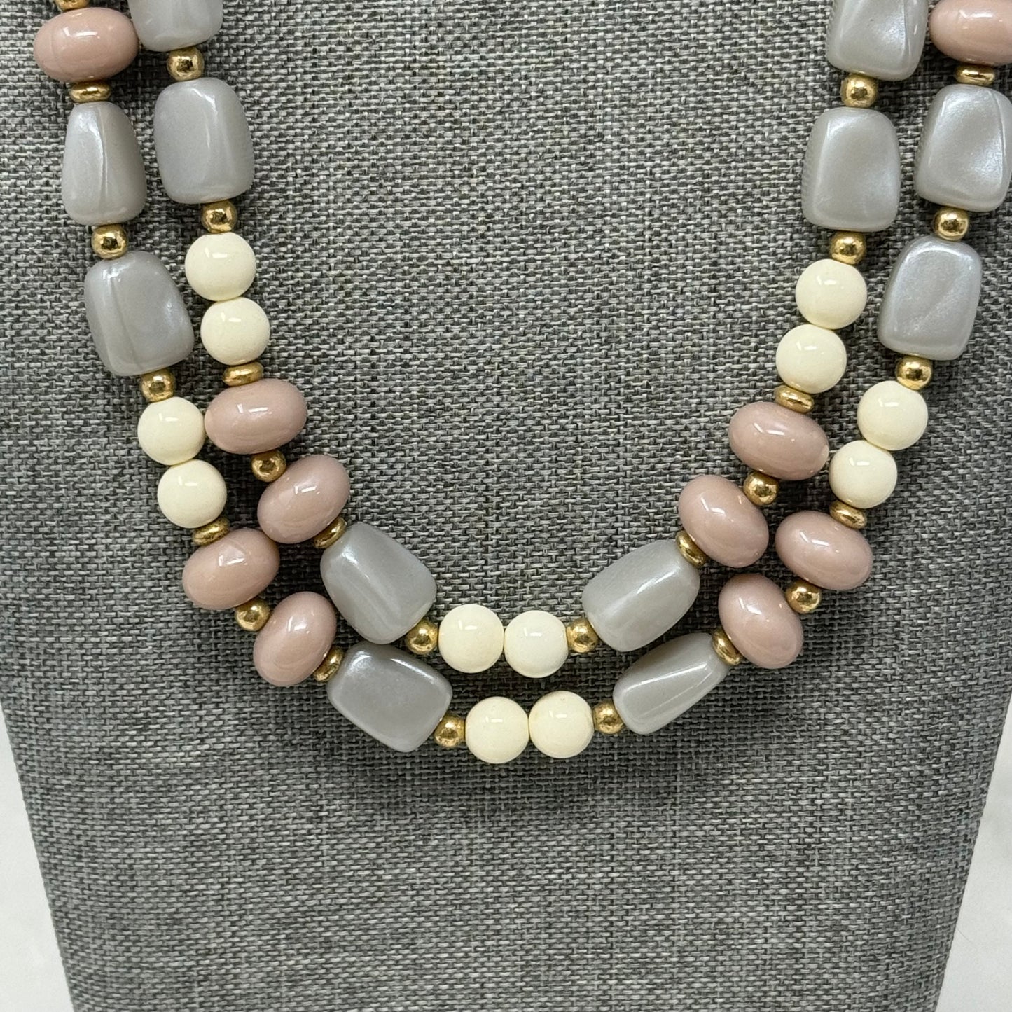 Womens Necklace Boho Statement Double Beaded Strands 18 in Costume Jewelry