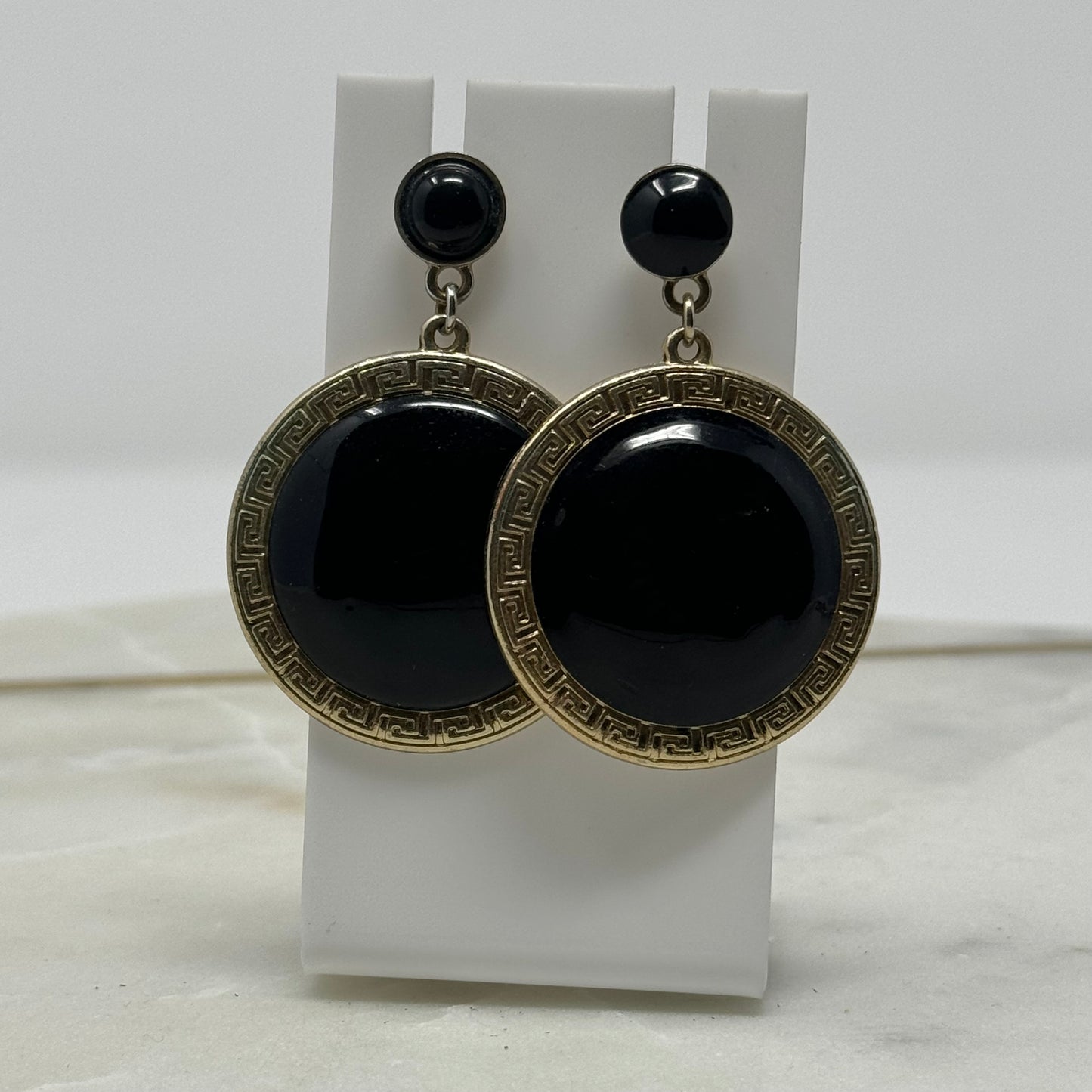 Bold Gold & Black Boho Tribal Dangle Earrings